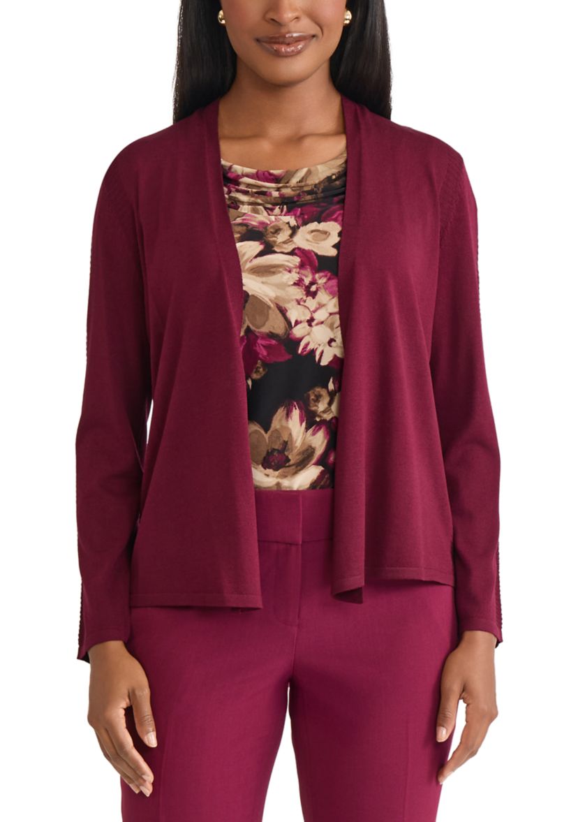 Womens A-Line Cardigan with Stitch Detail 