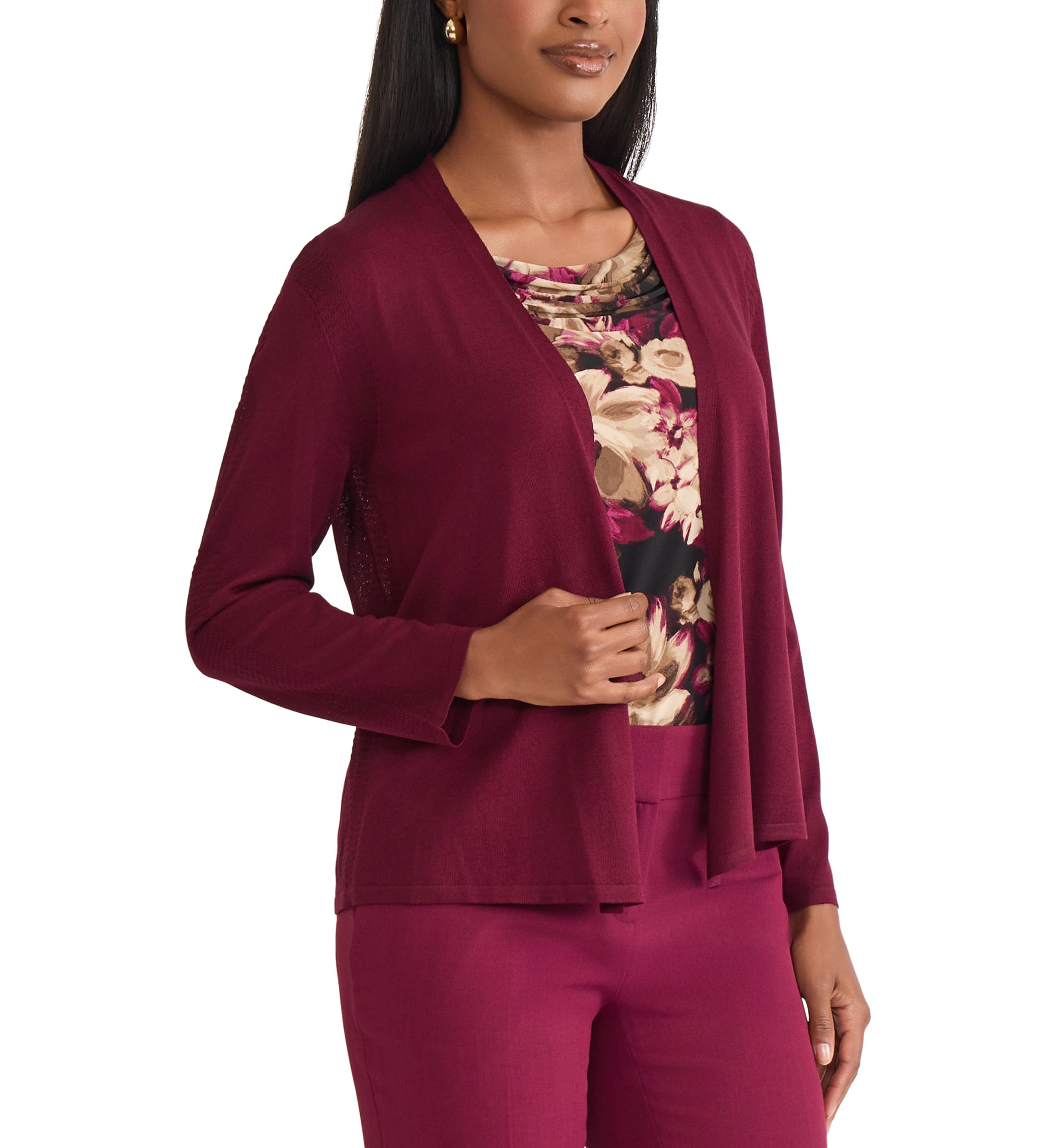 Womens A-Line Cardigan with Stitch Detail 