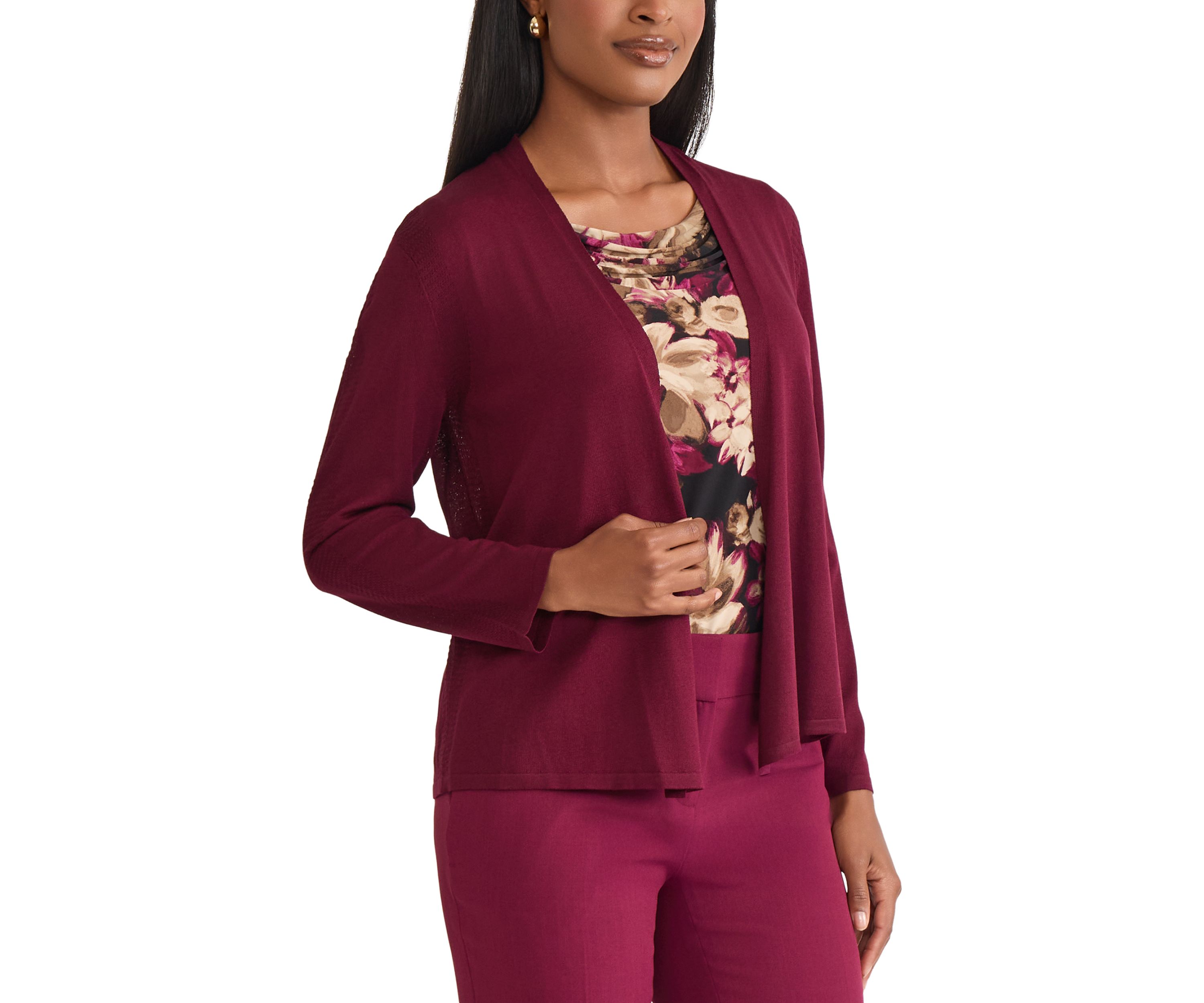 Womens A-Line Cardigan with Stitch Detail 