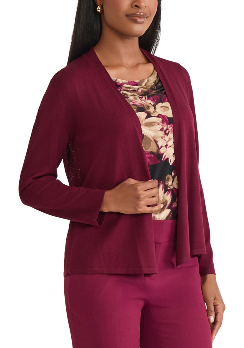 Womens A-Line Cardigan with Stitch Detail 