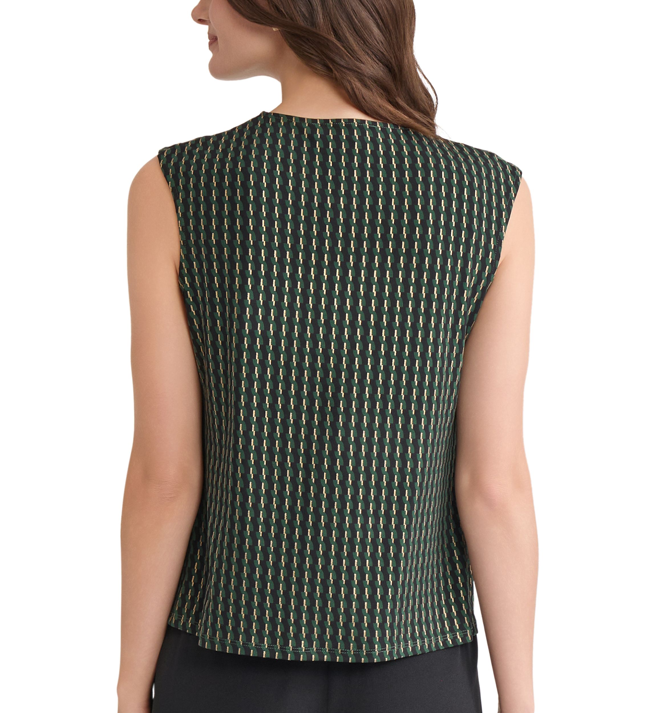 Womens Foil Print Pleat Neck Knit Top 