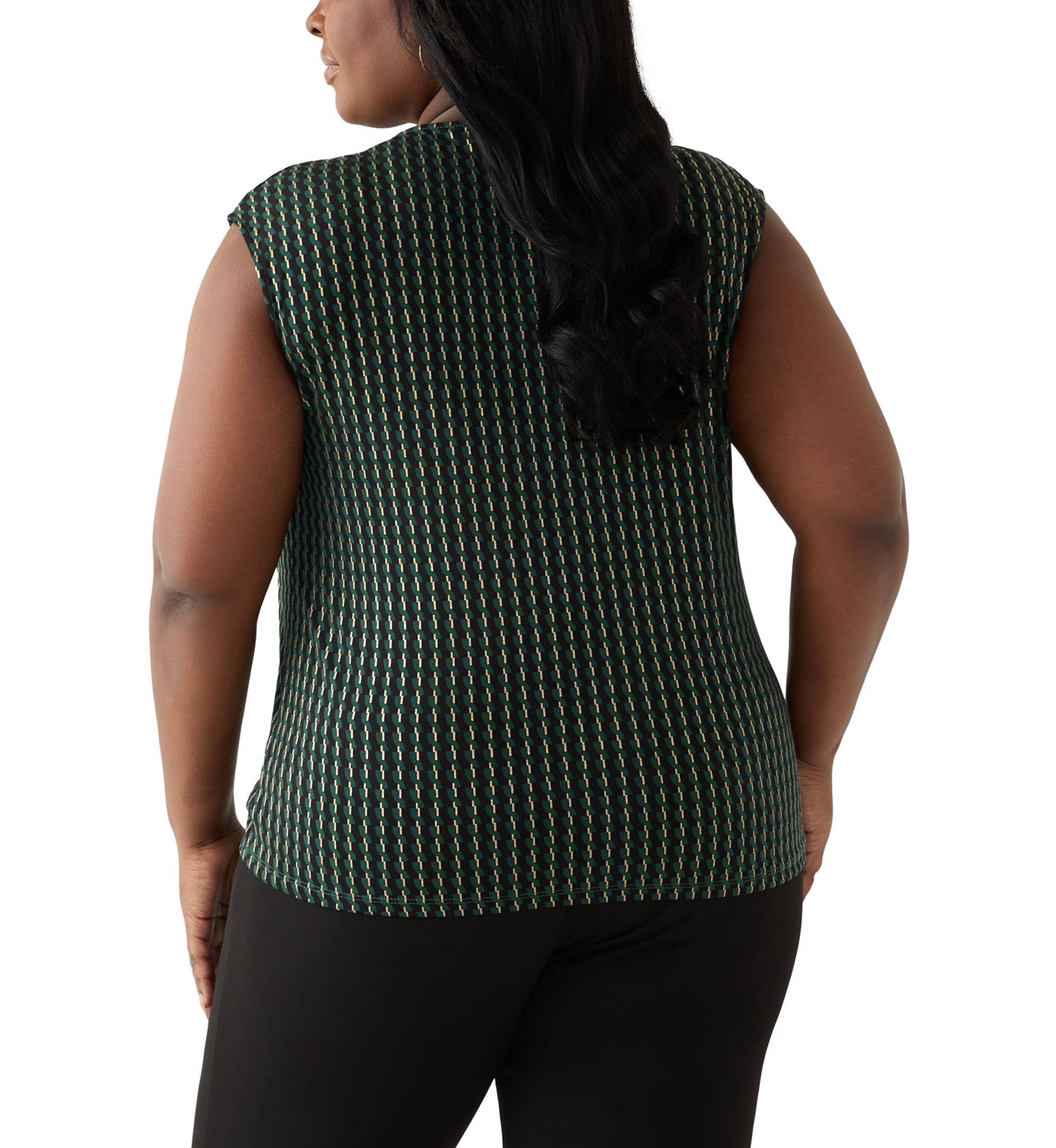 Plus Size Foil Print Pleated Knit Top