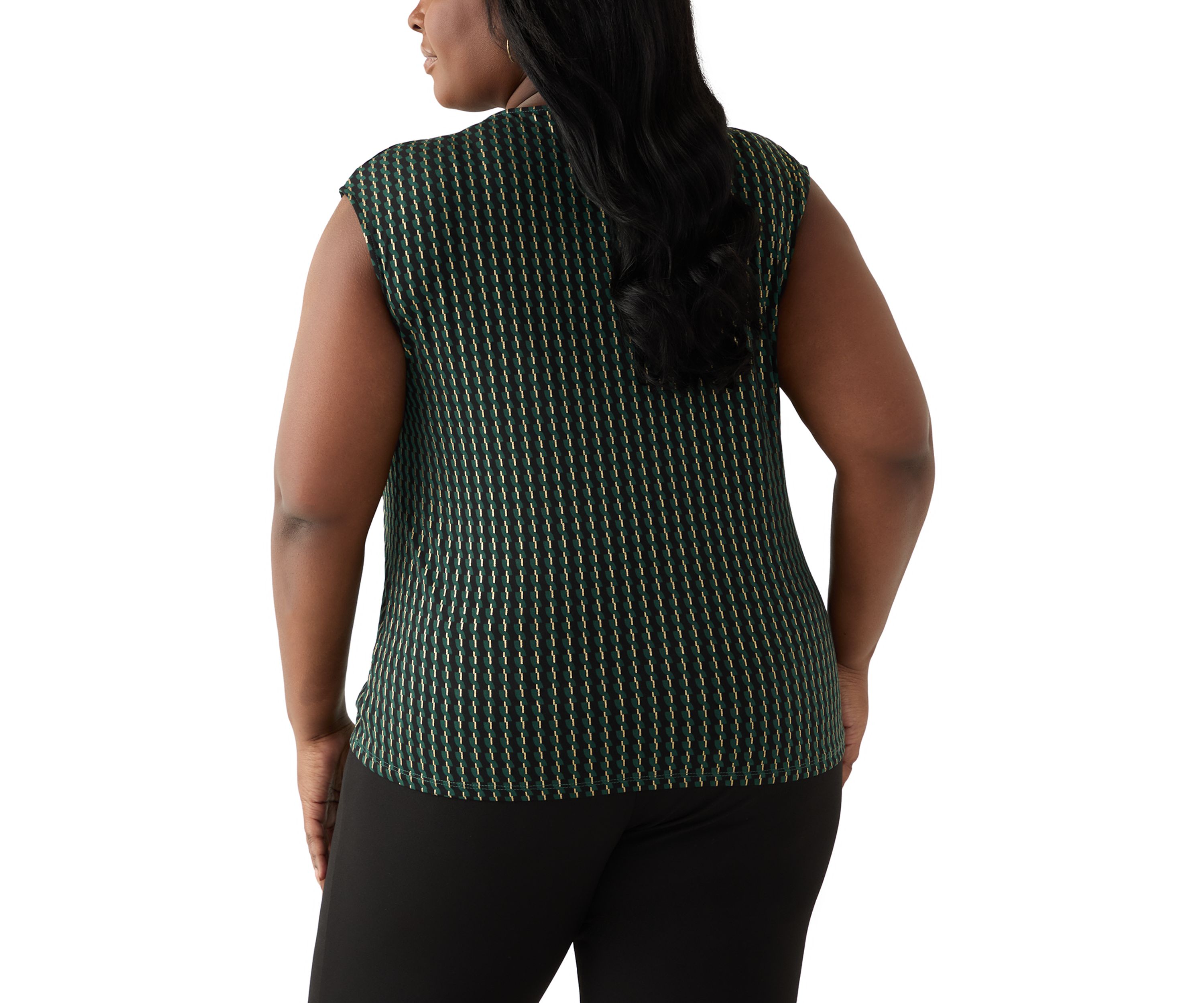 Plus Size Foil Print Pleated Knit Top