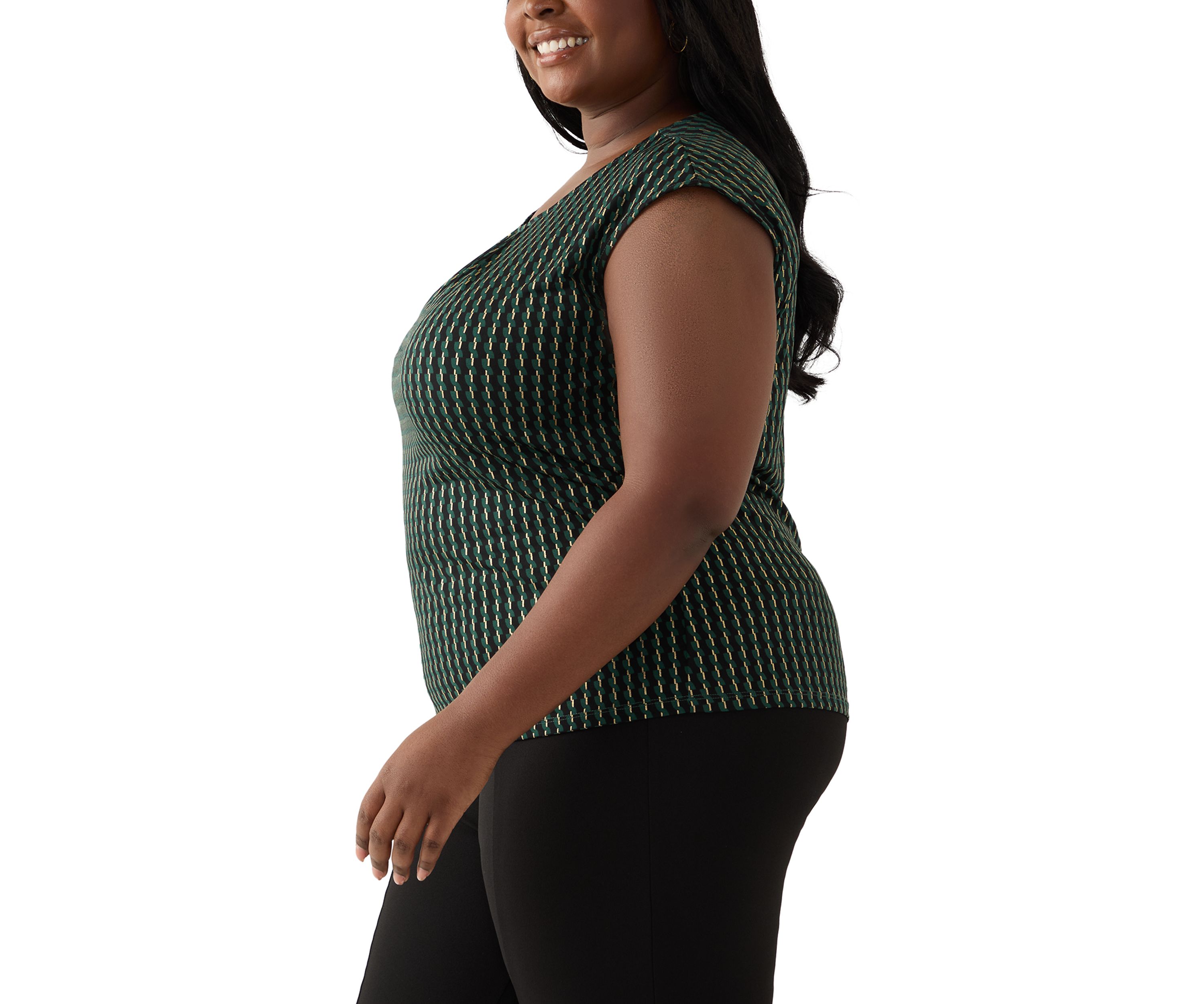 Plus Size Foil Print Pleated Knit Top