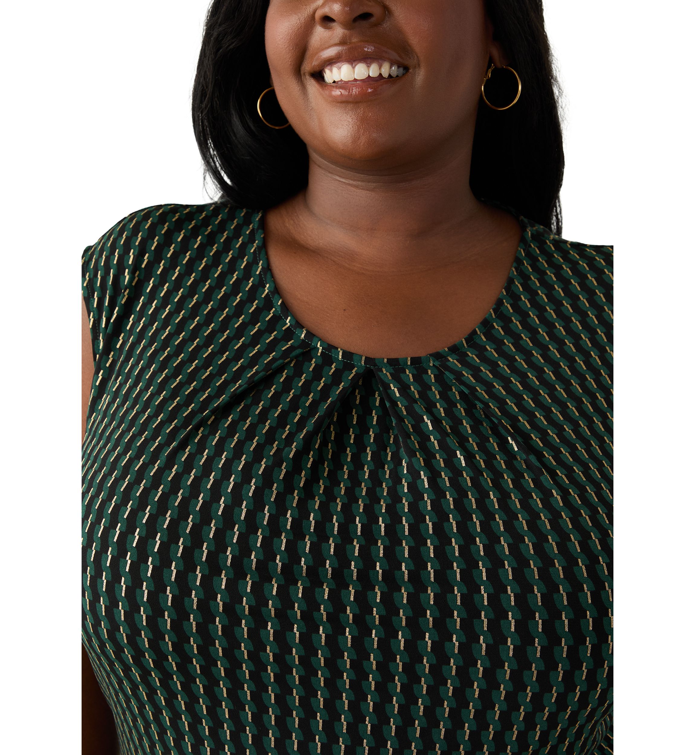 Plus Size Foil Print Pleated Knit Top