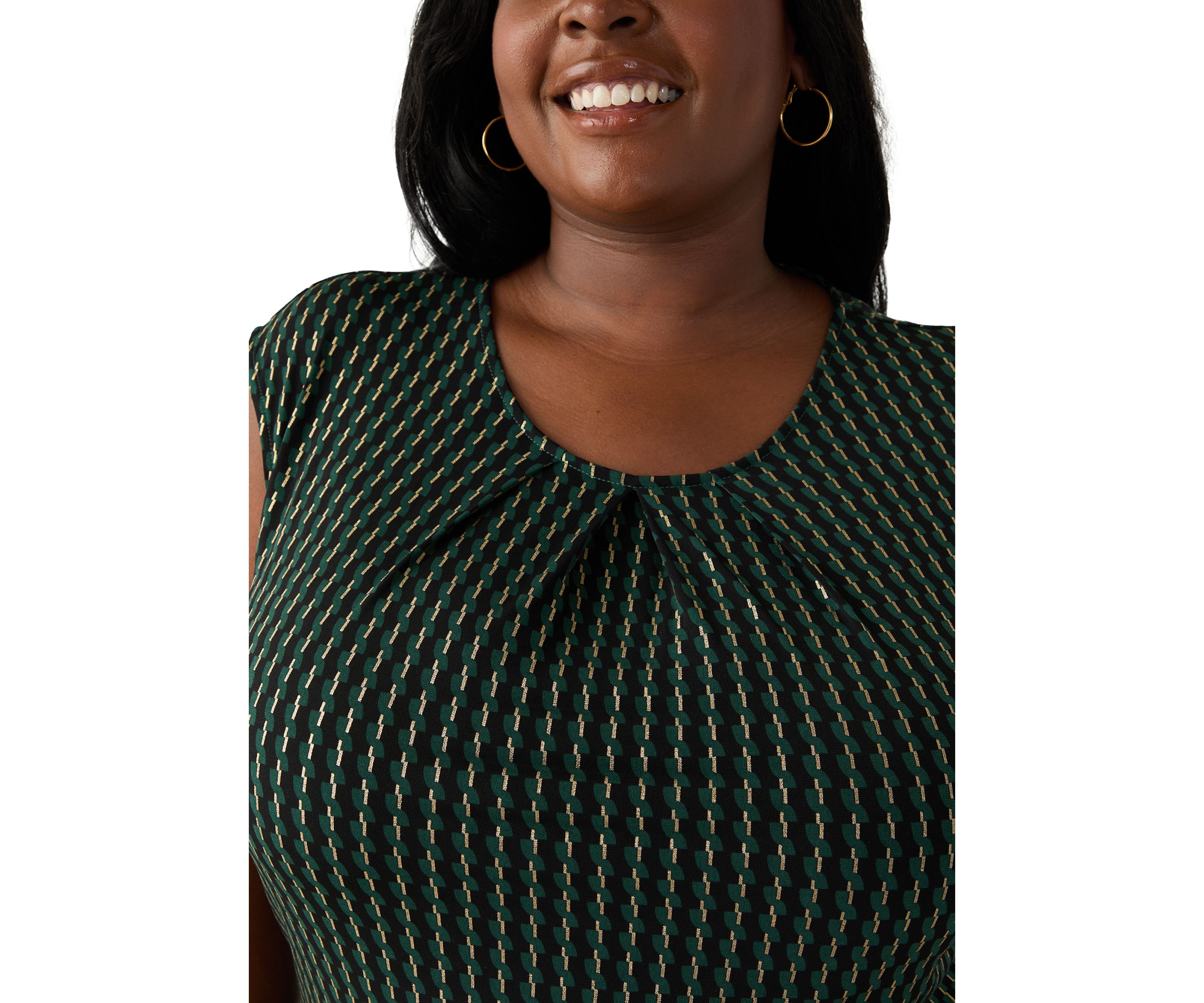 Plus Size Foil Print Pleated Knit Top
