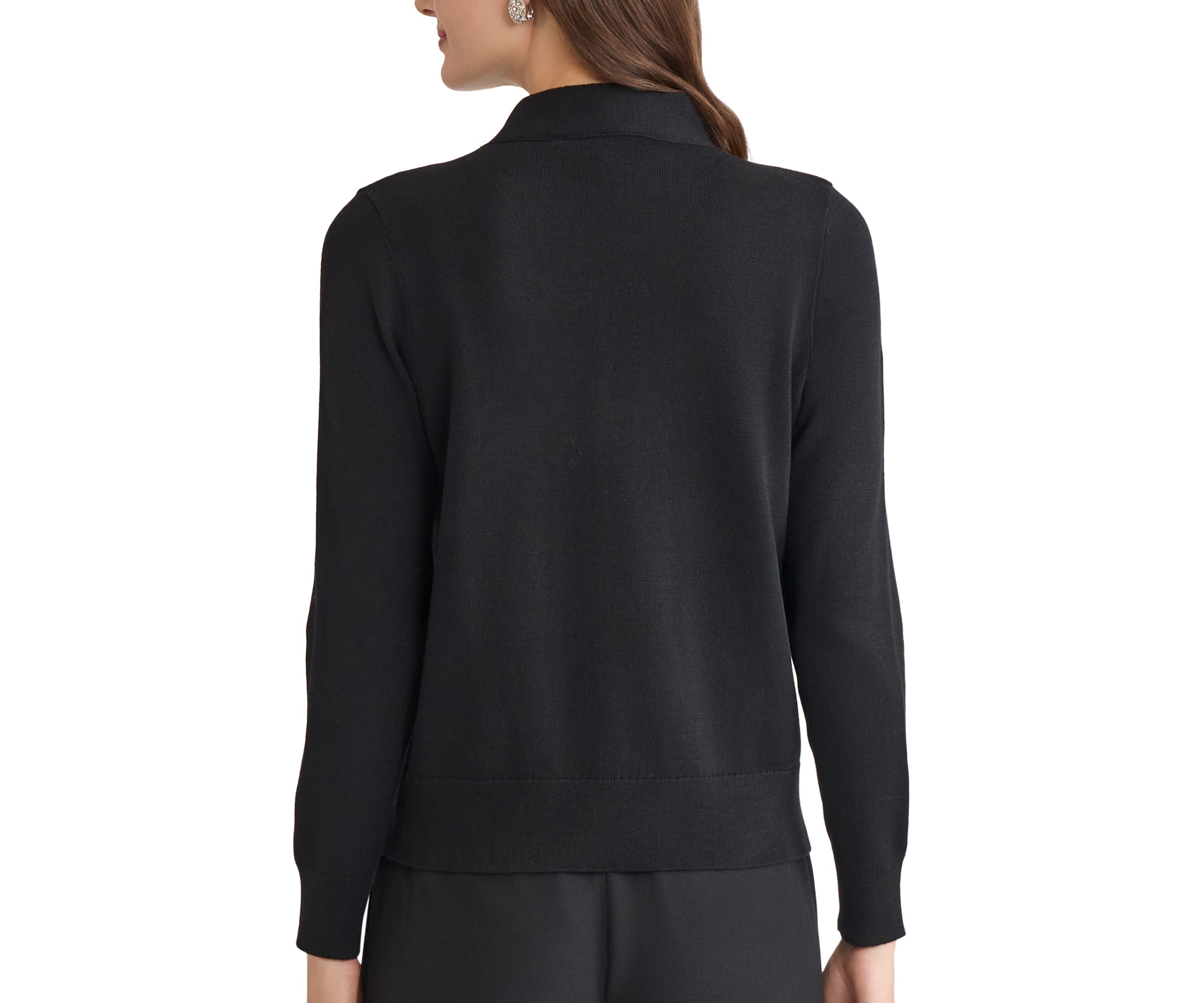 Womens Tie Neck Sweater with Brooch 