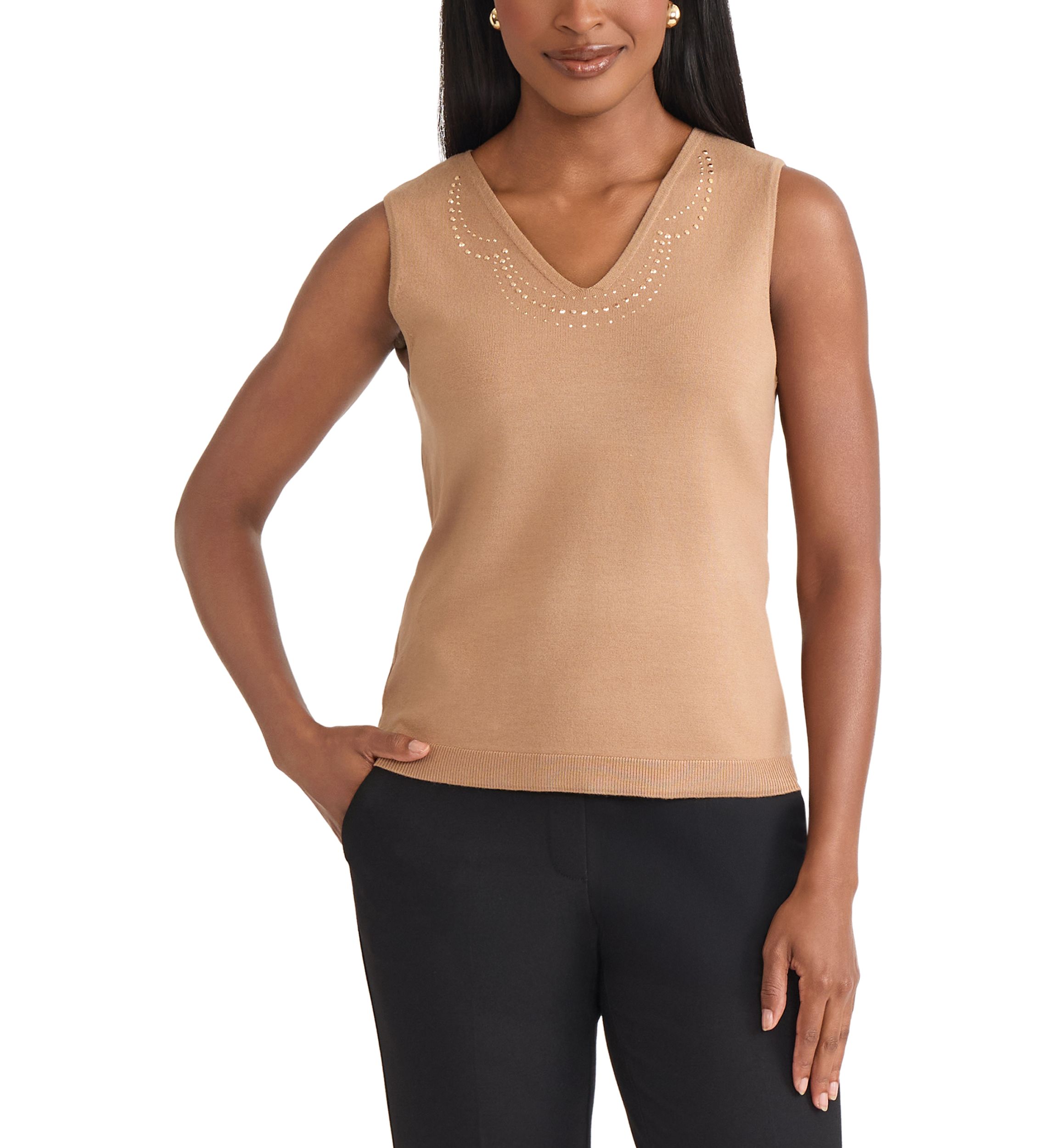Womens V-Neck Shell with Hot Fix
