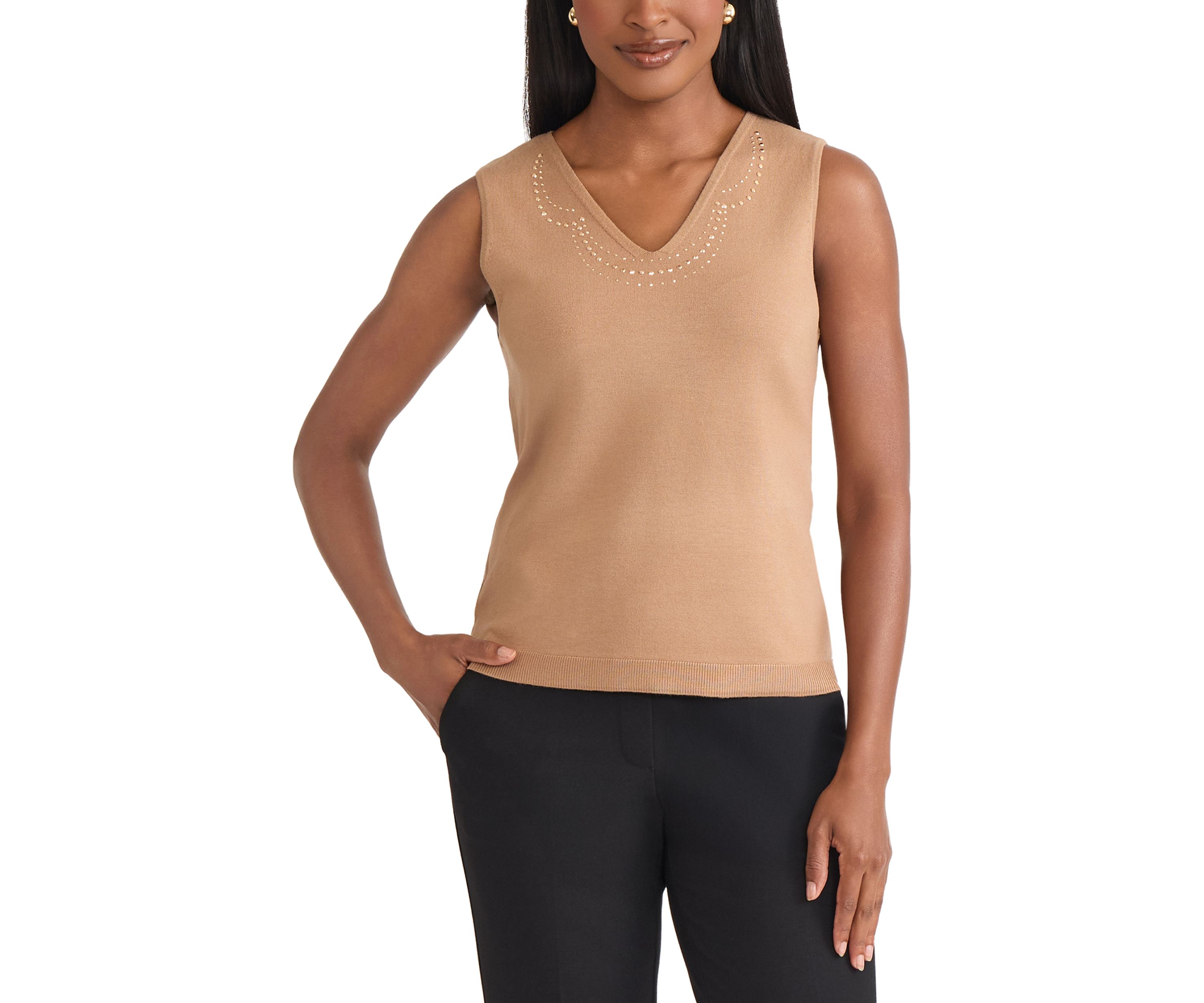 Womens V-Neck Shell with Hot Fix