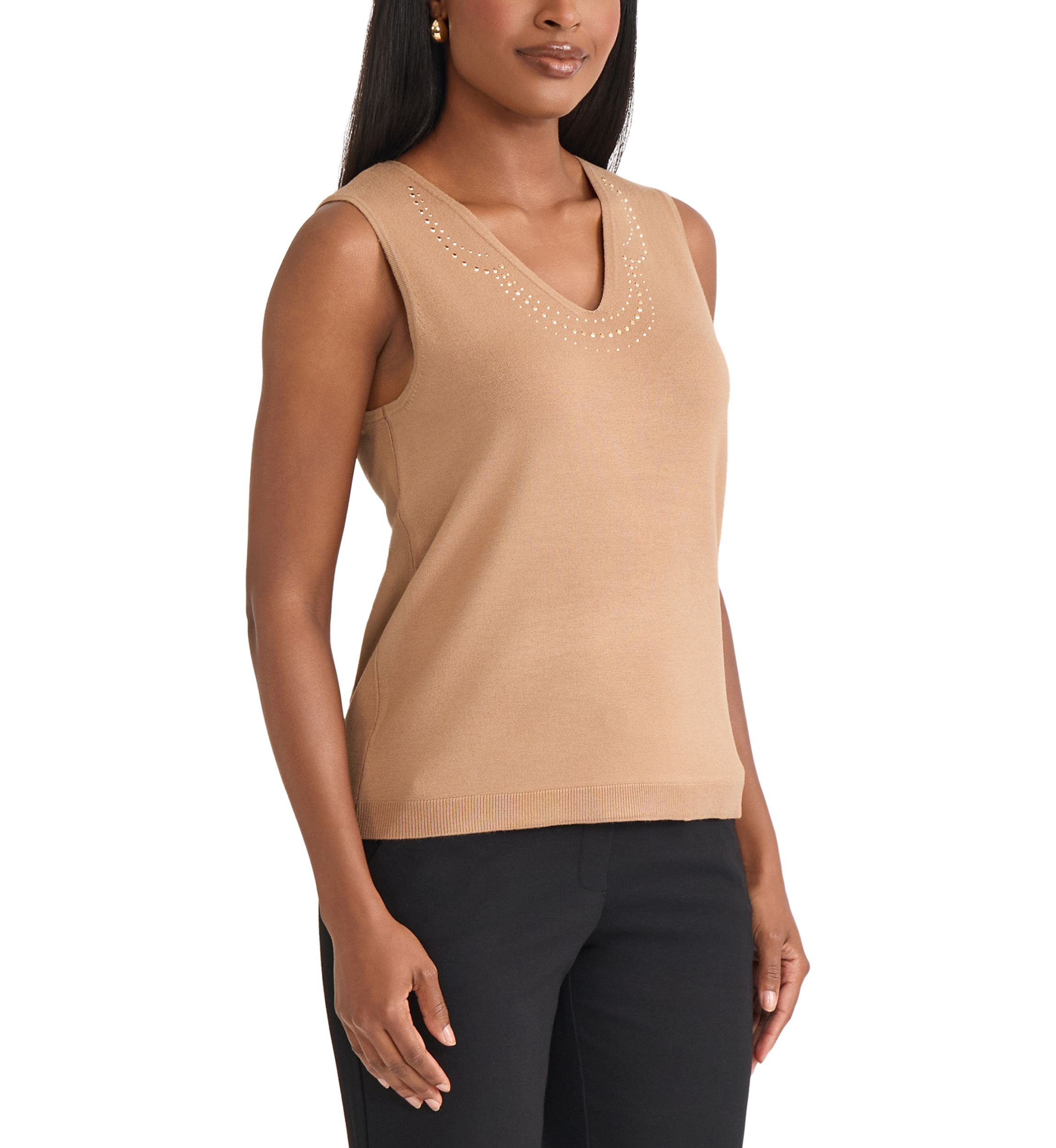 Womens V-Neck Shell with Hot Fix