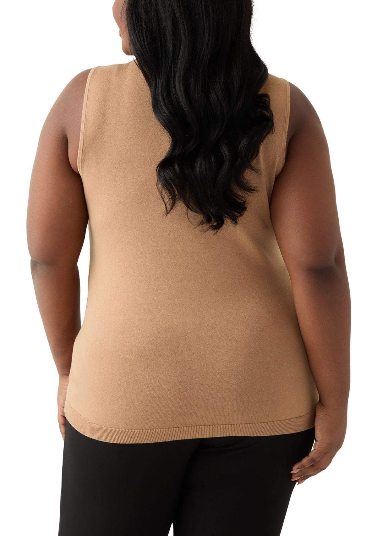 Plus Size V-Neck Shell with Hot Fix