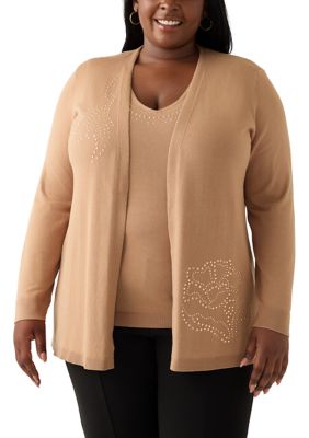 Kasper Women's Plus Size Cardigan with Hot Fix