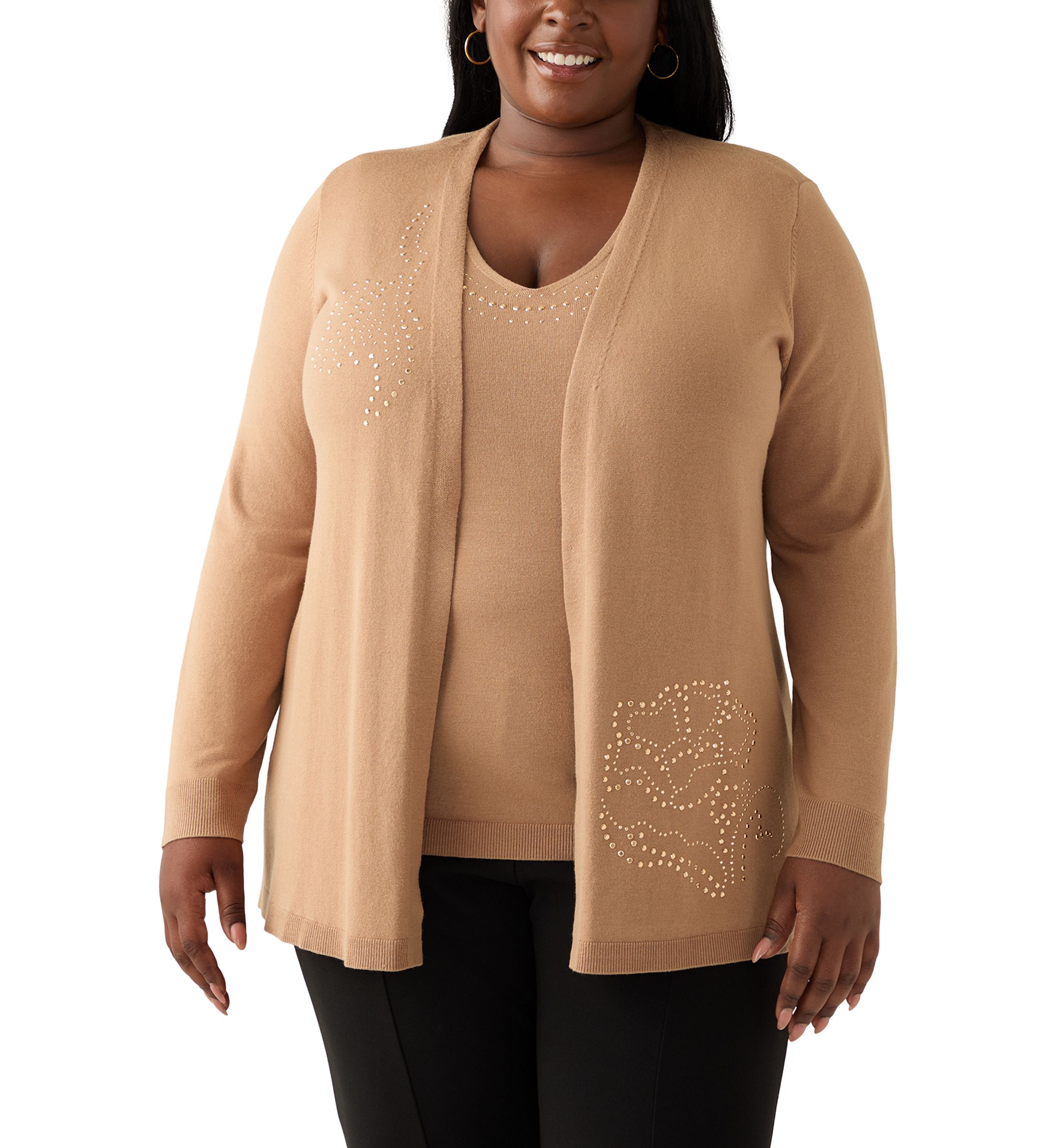 Plus Size Cardigan with Hot Fix