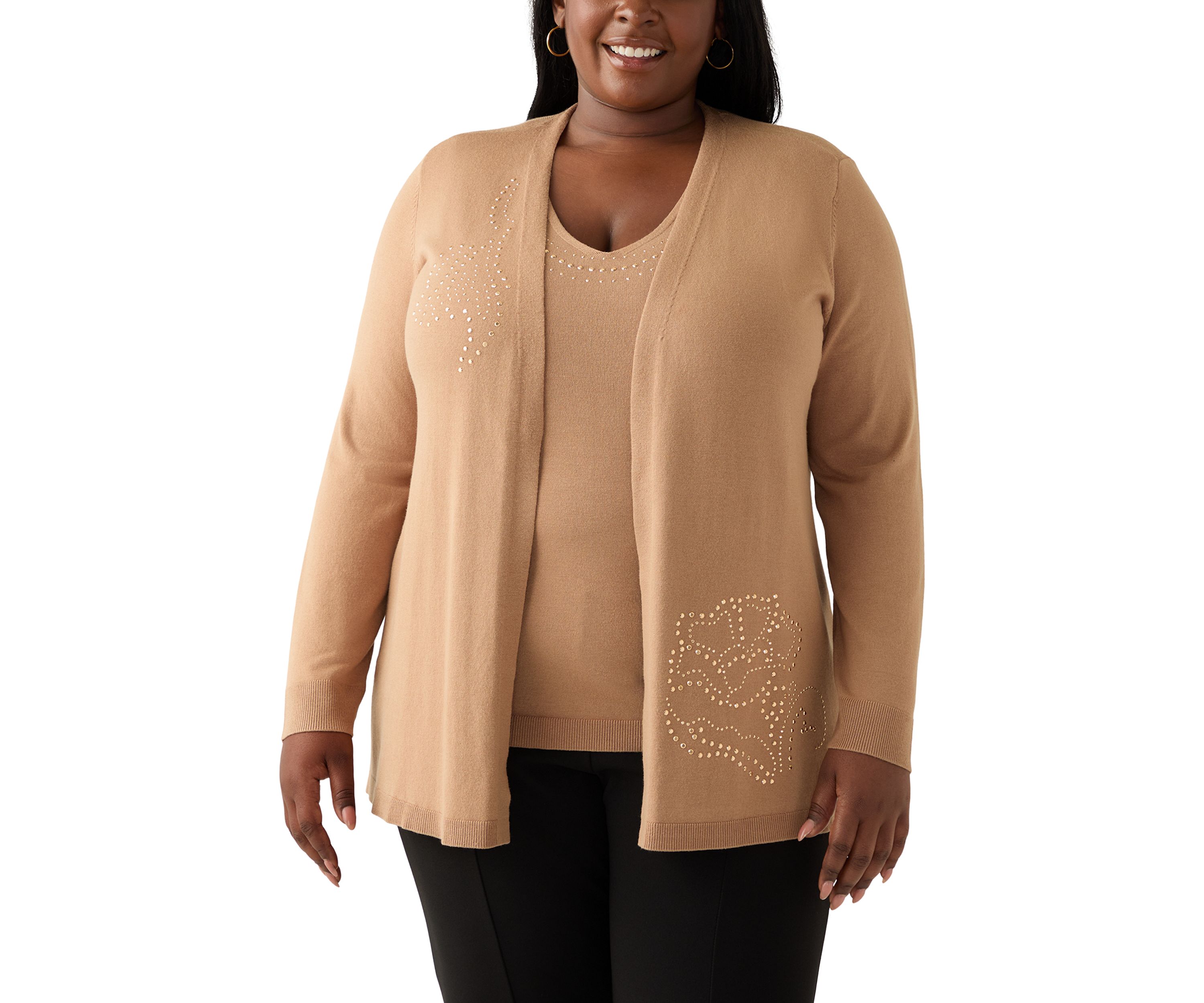 Plus Size Cardigan with Hot Fix
