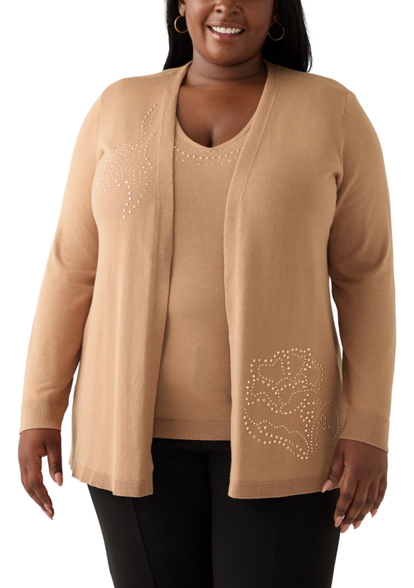 Plus Size Cardigan with Hot Fix