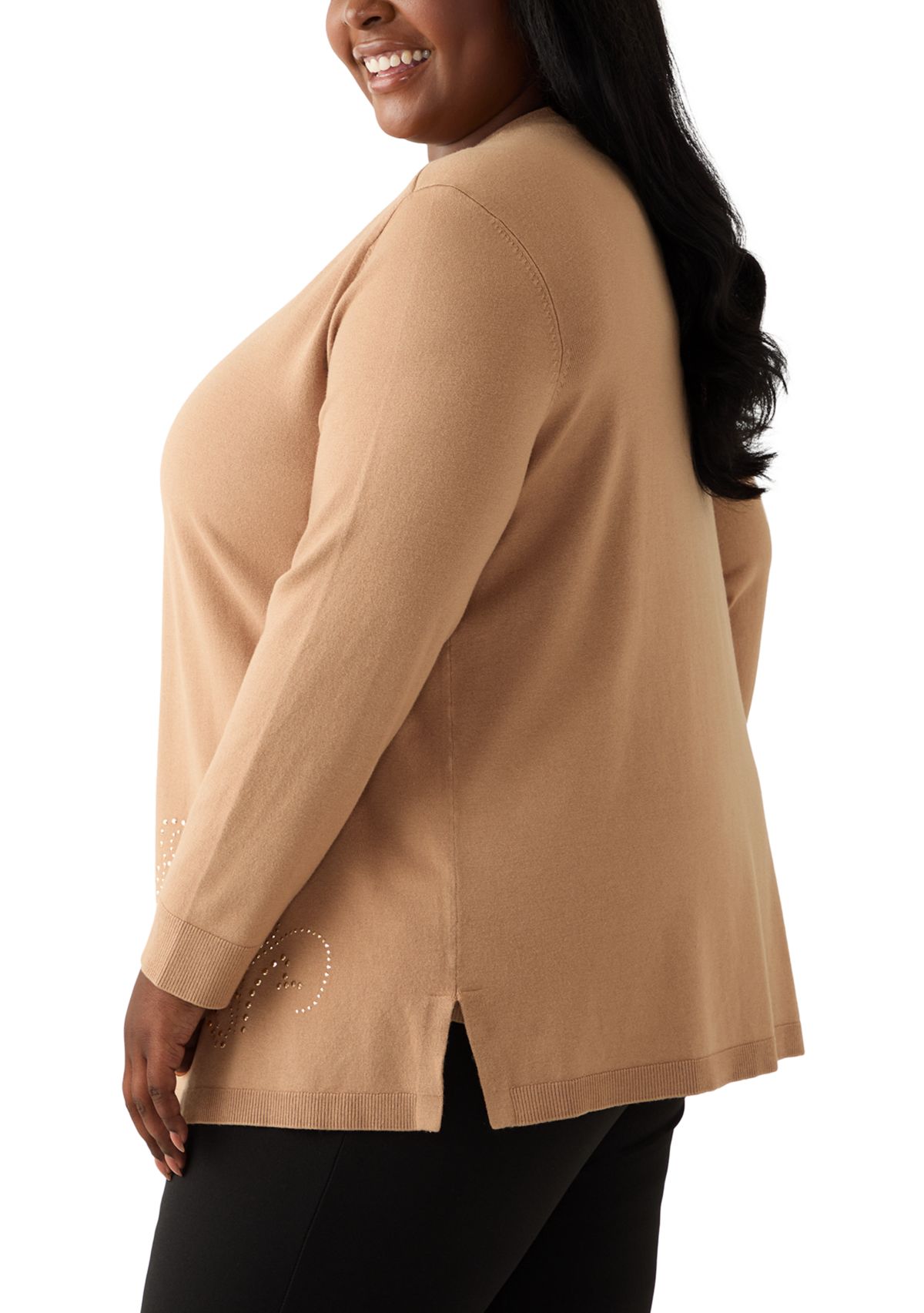 Plus Size Cardigan with Hot Fix