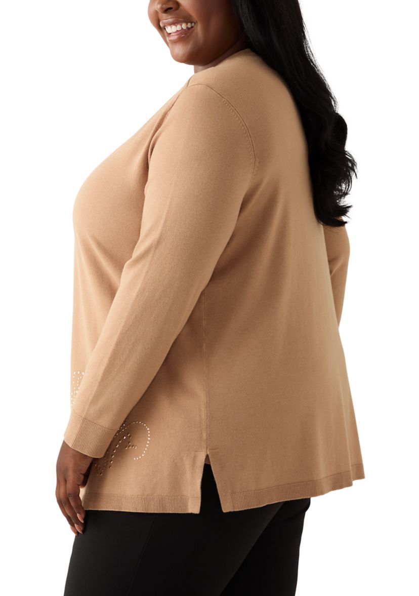 Plus Size Cardigan with Hot Fix