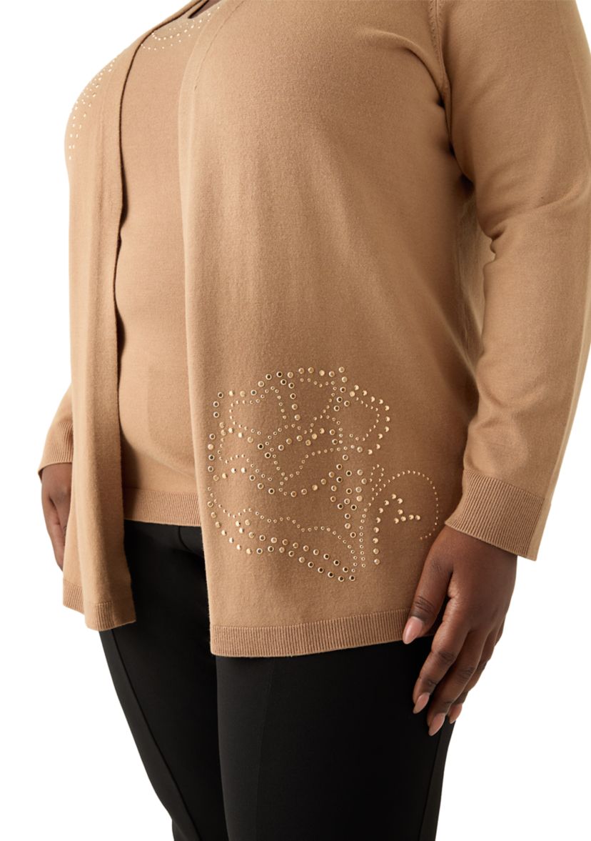 Plus Size Cardigan with Hot Fix
