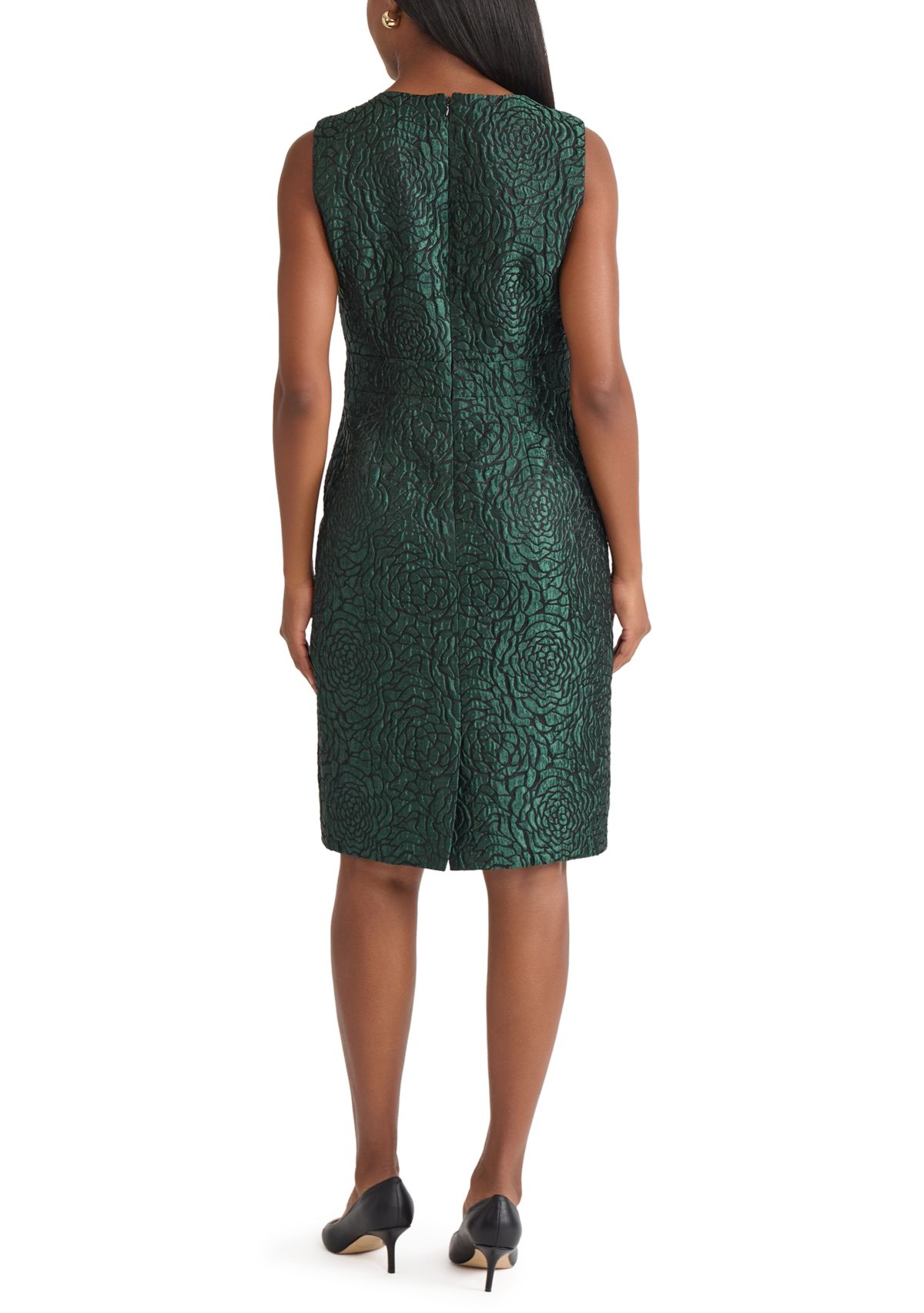 Womens Floral Jacquard Sheath Dress