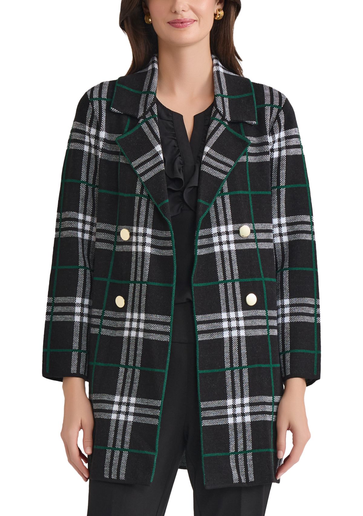 Womens Faux Double Breasted Coatigan