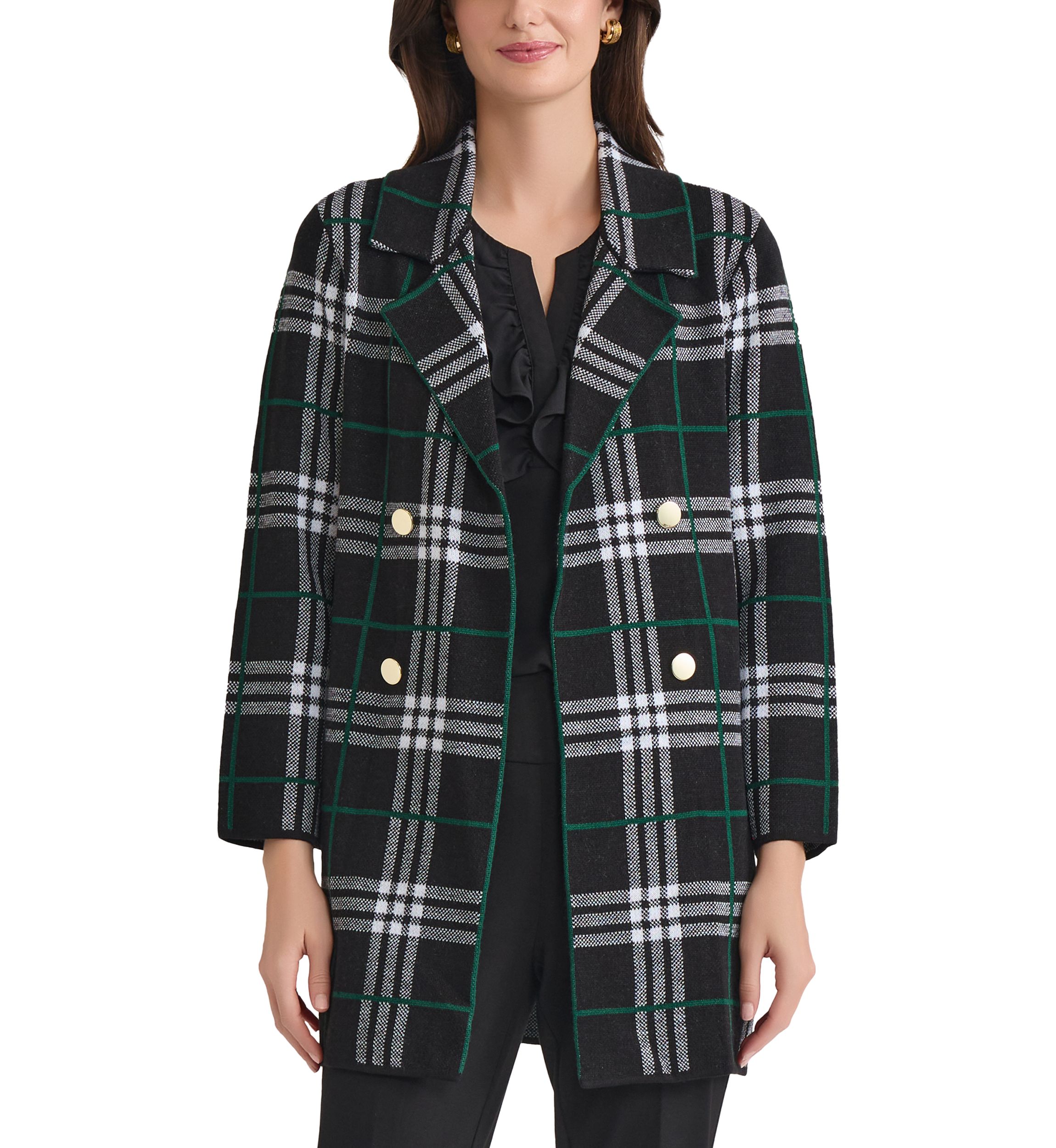 Womens Faux Double Breasted Coatigan