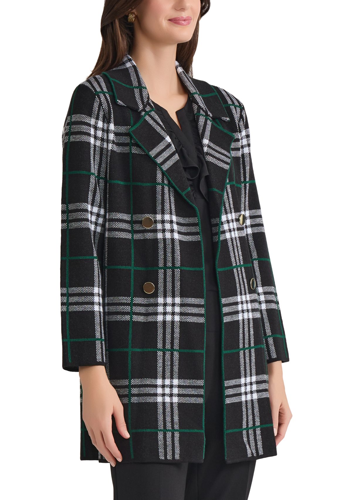 Womens Faux Double Breasted Coatigan