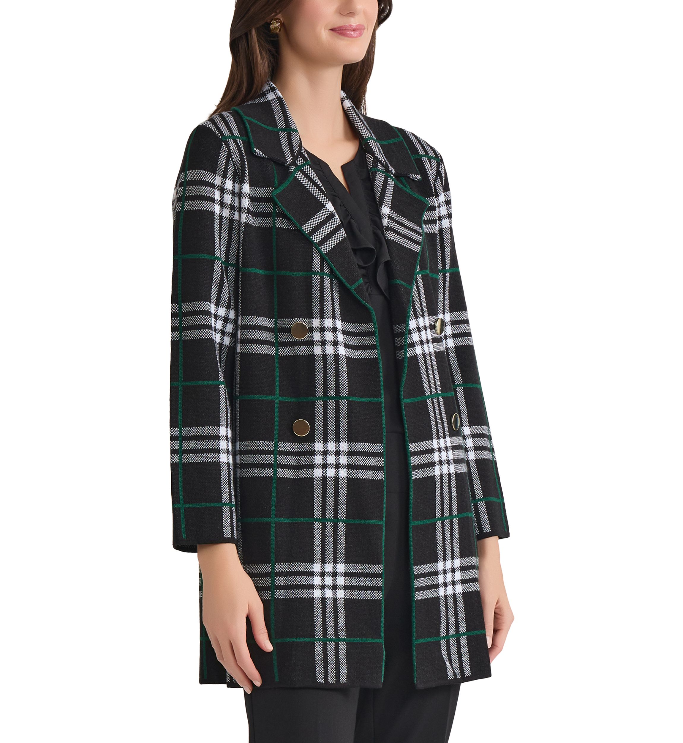 Womens Faux Double Breasted Coatigan
