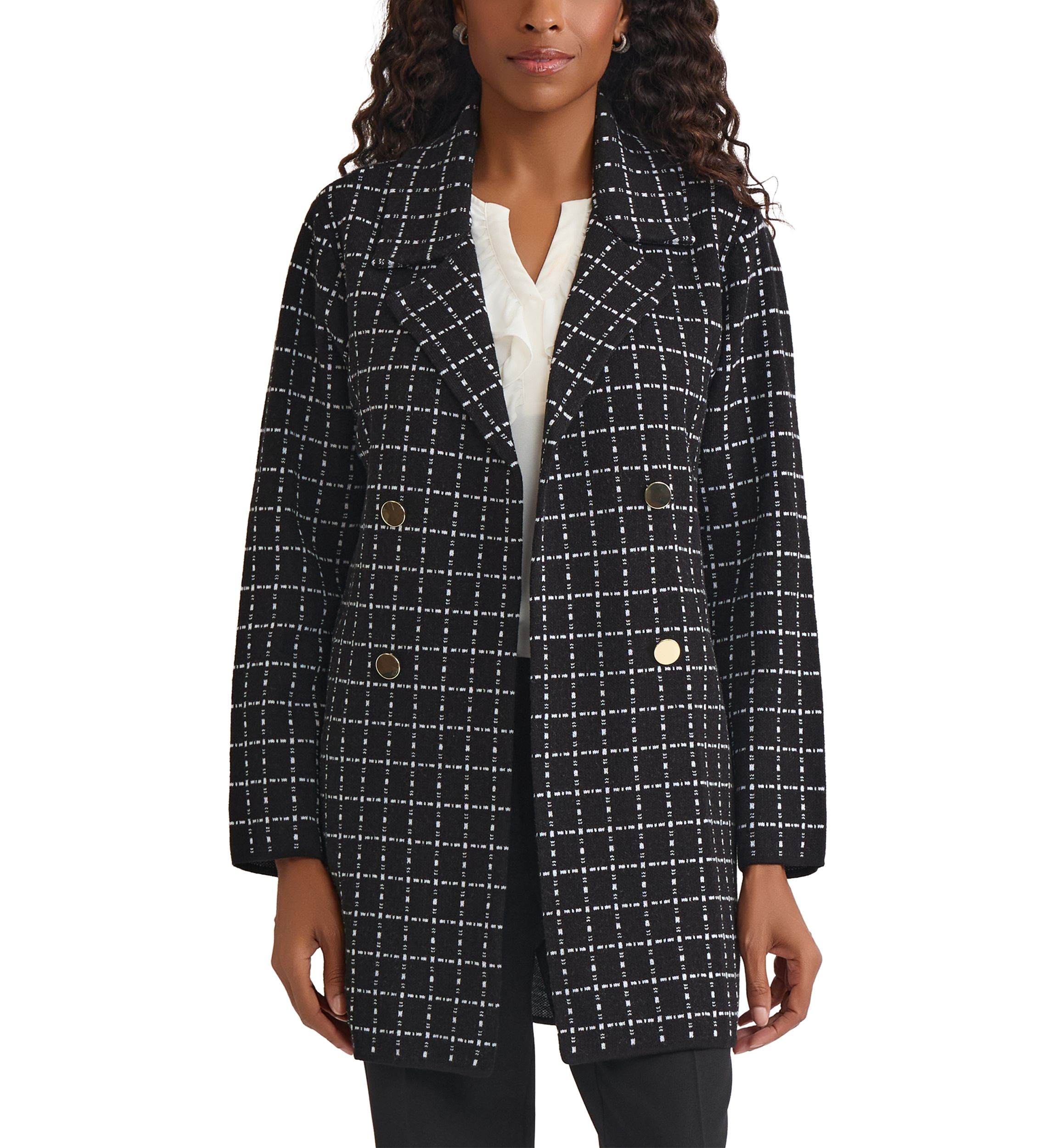 Womens Faux Double Breasted Coatigan 