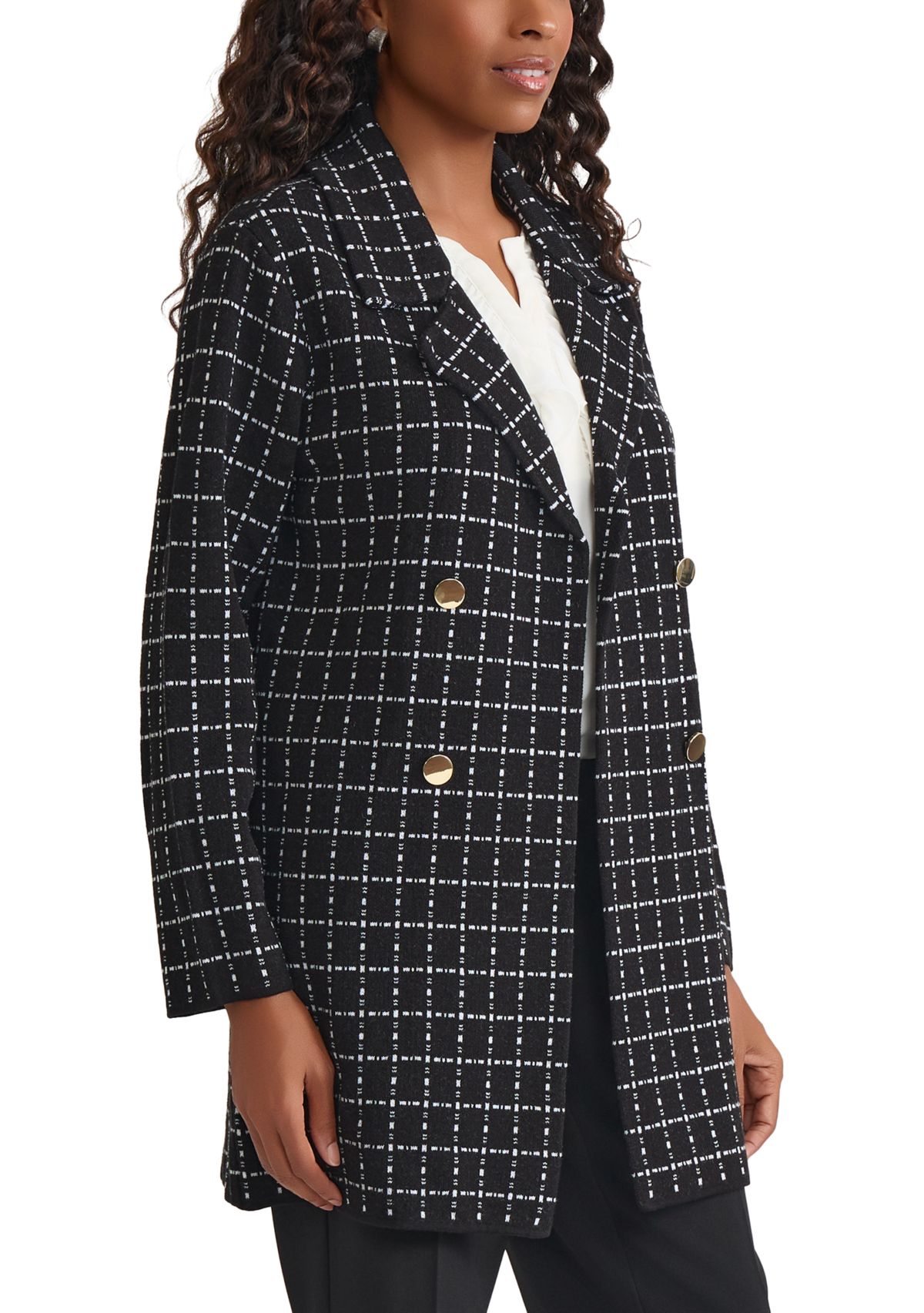 Womens Faux Double Breasted Coatigan 