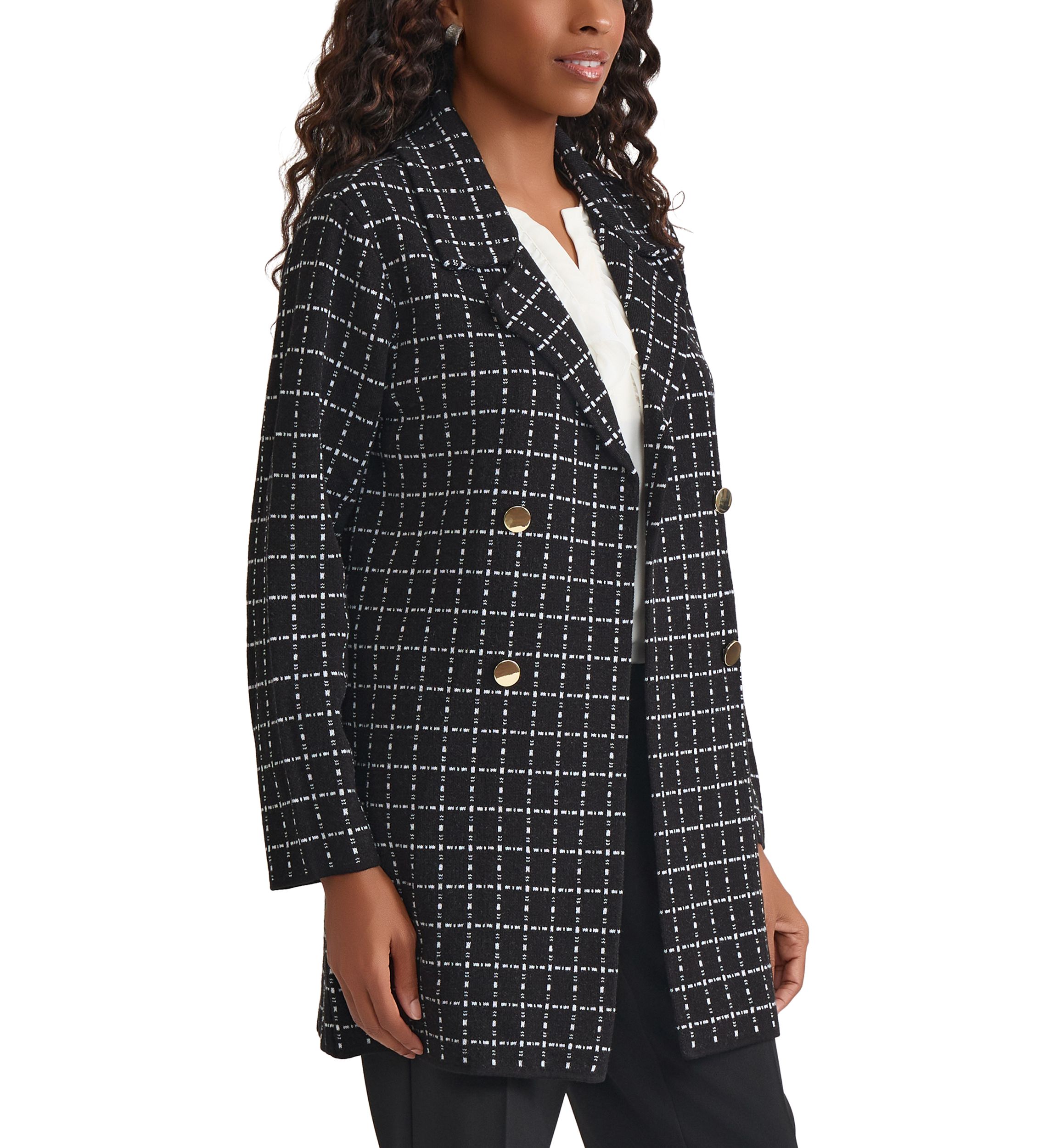 Womens Faux Double Breasted Coatigan 