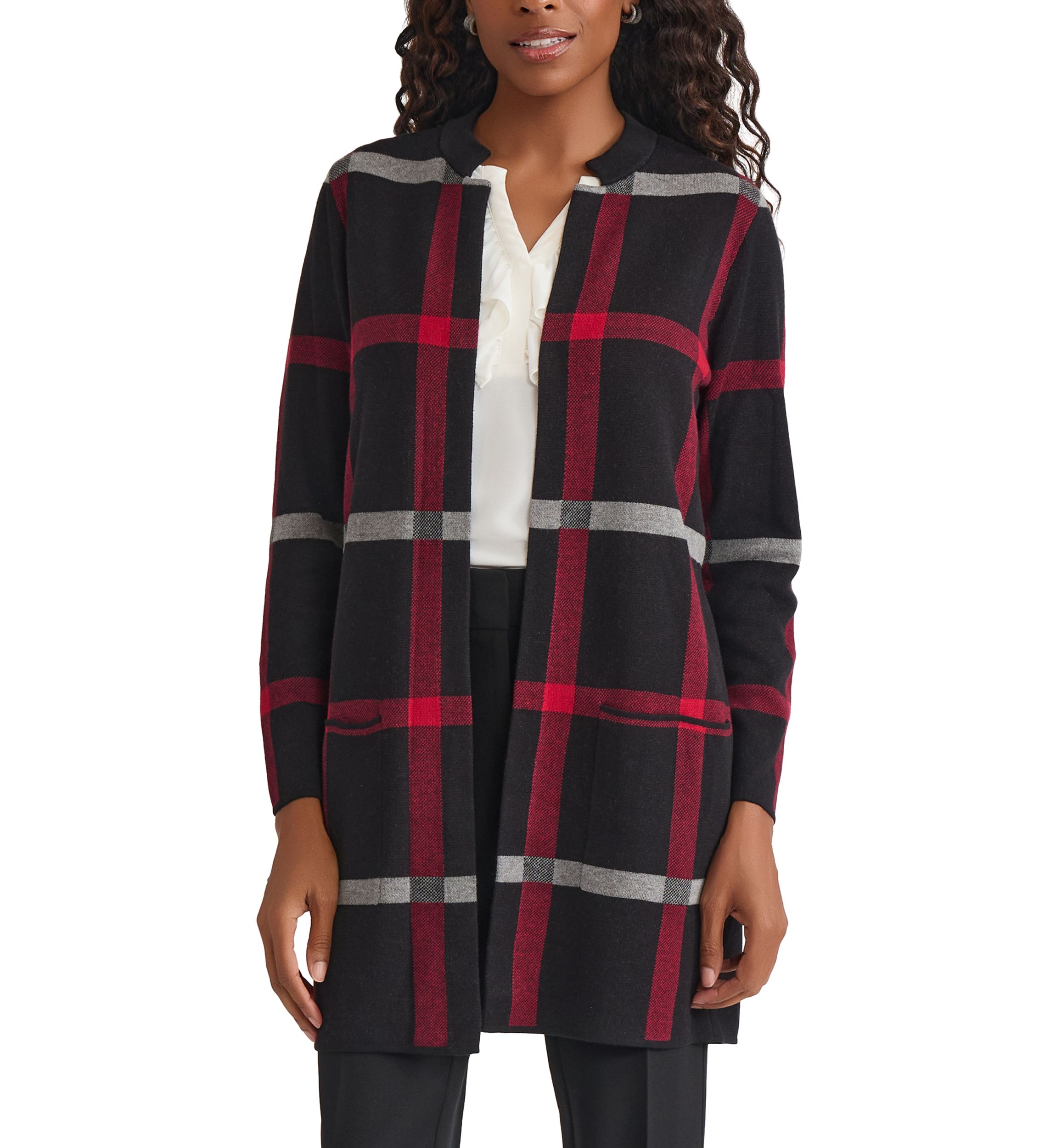 Womens Windowpane Coatigan 