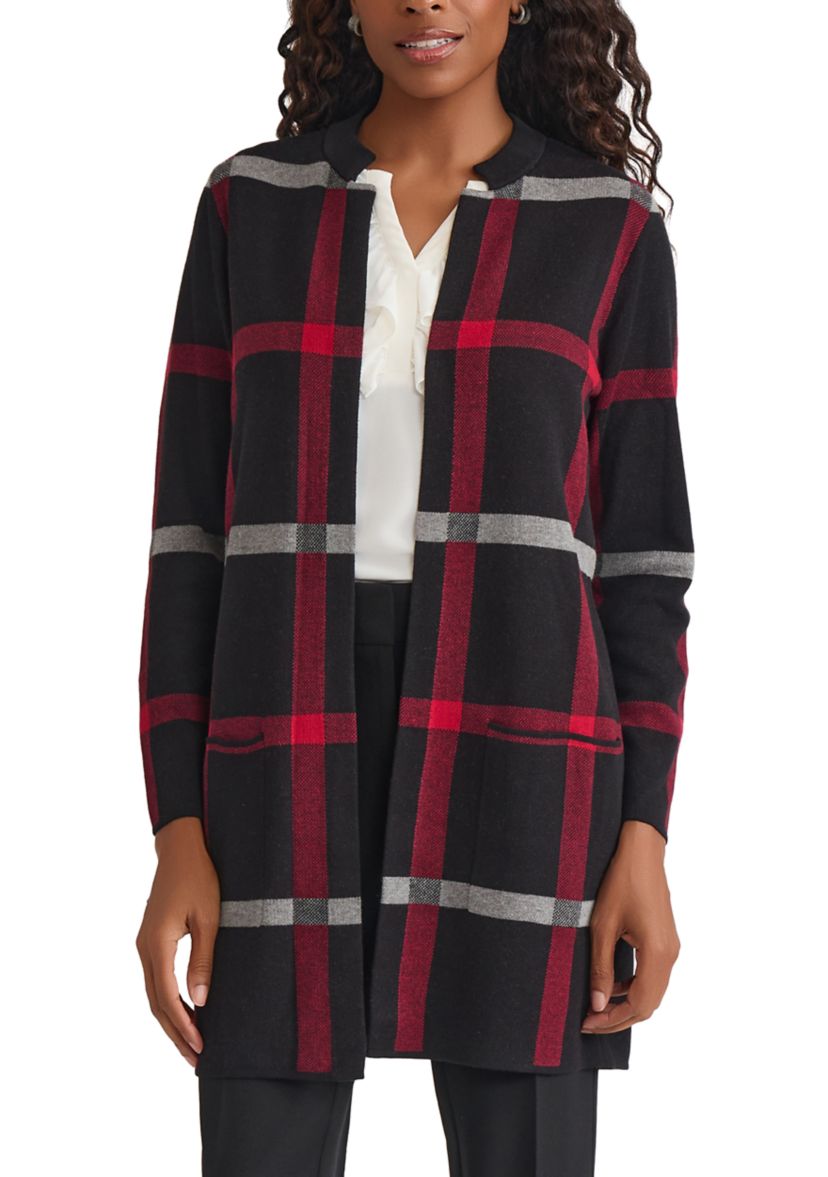 Womens Windowpane Coatigan 