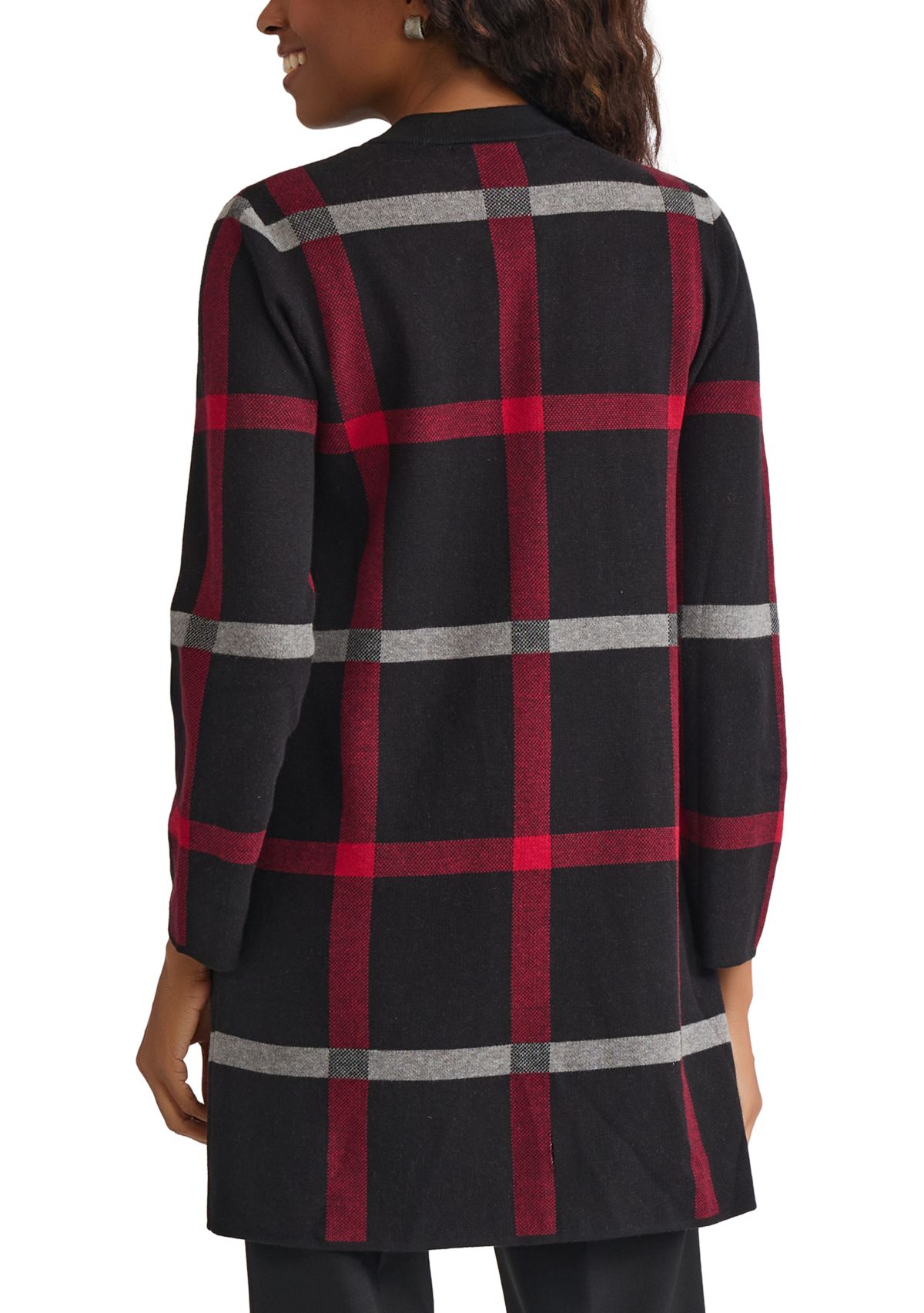 Womens Windowpane Coatigan 