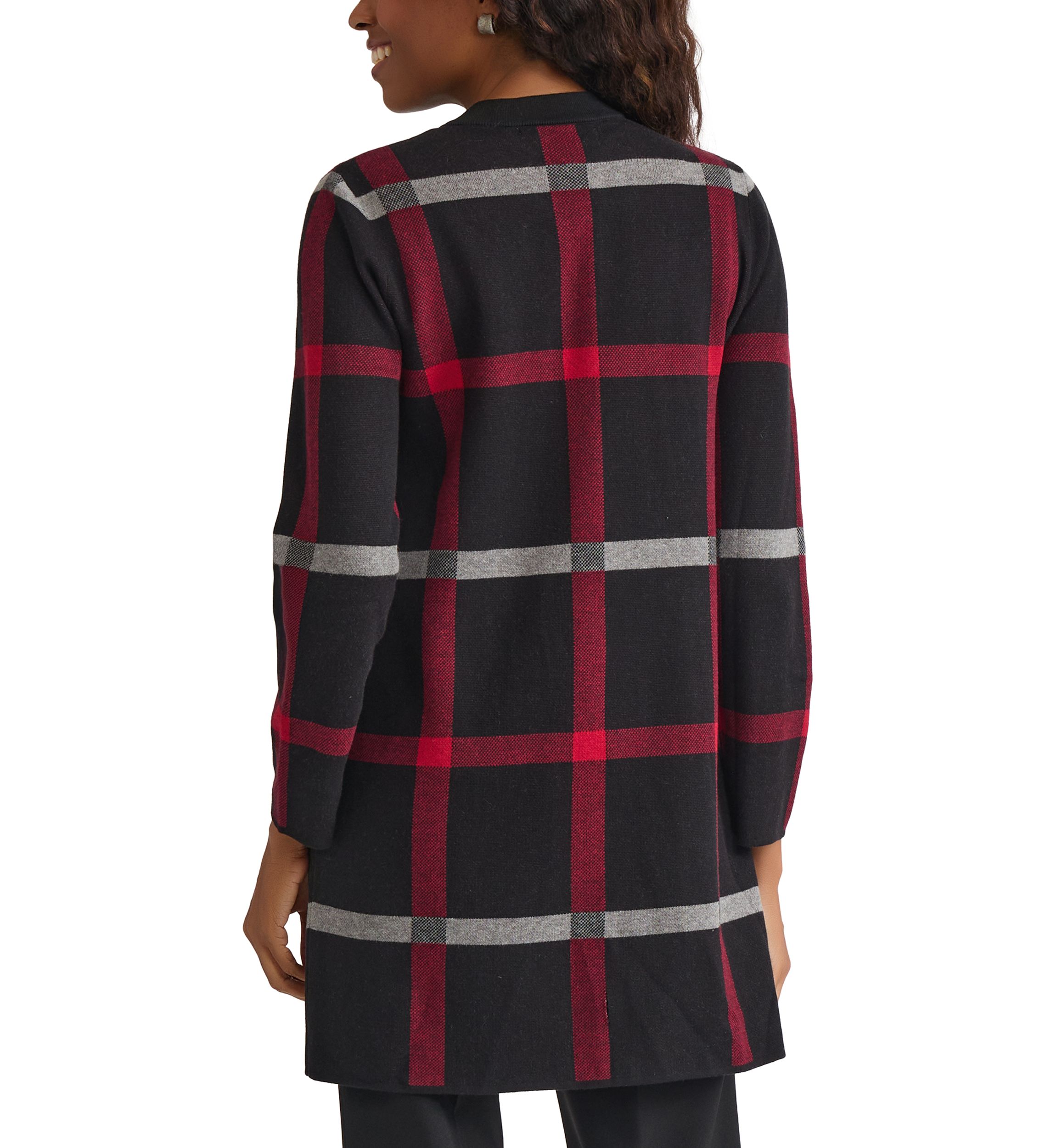 Womens Windowpane Coatigan 