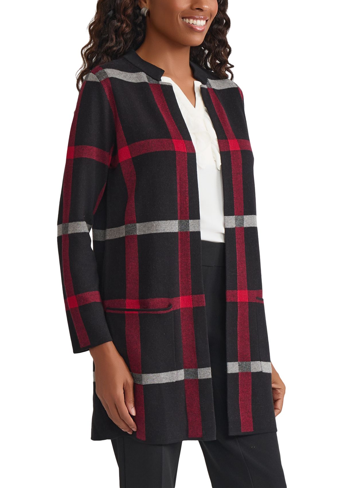 Womens Windowpane Coatigan 