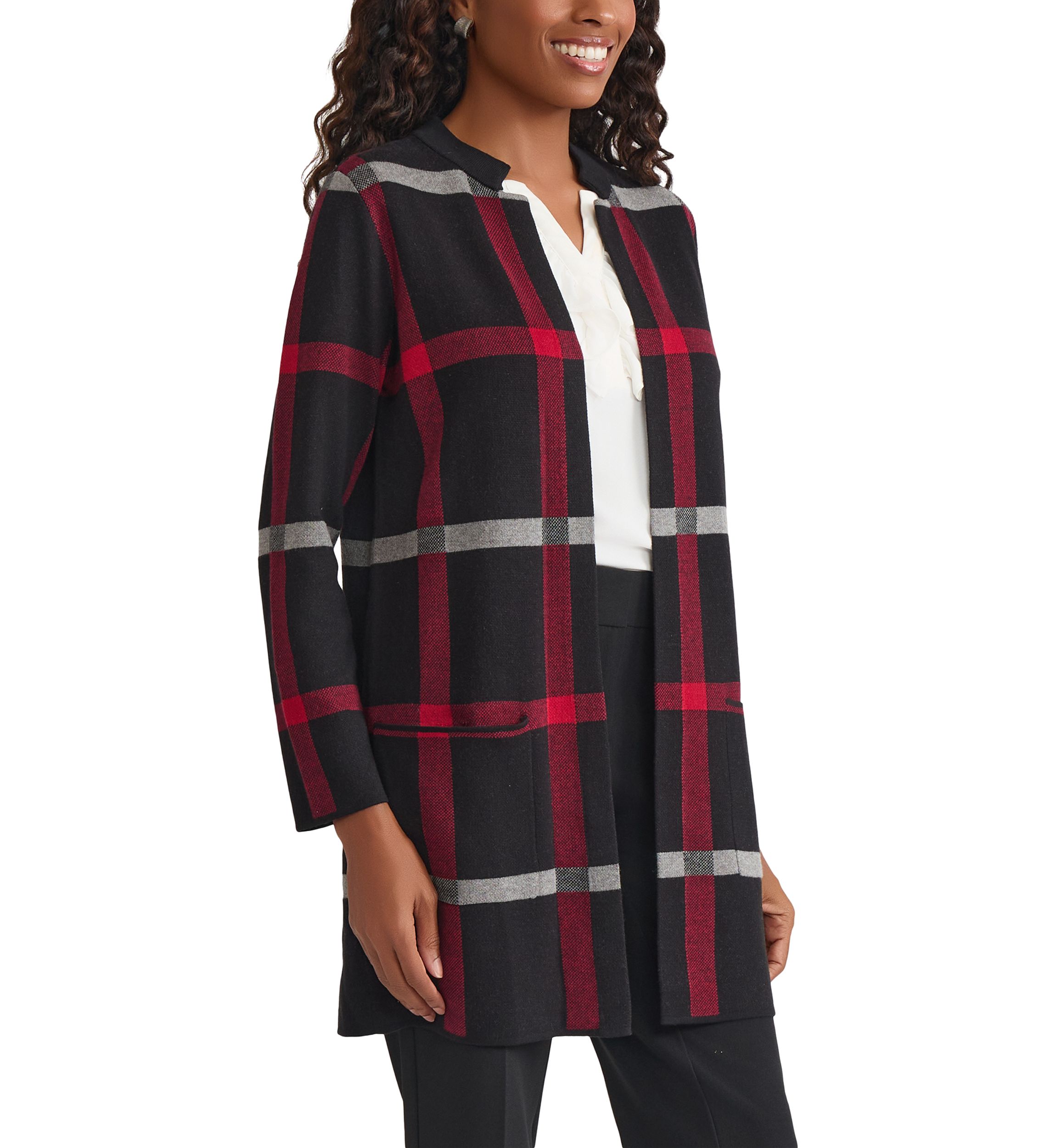 Womens Windowpane Coatigan 