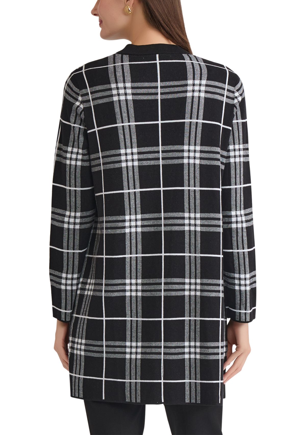 Womens Windowpane Coatigan