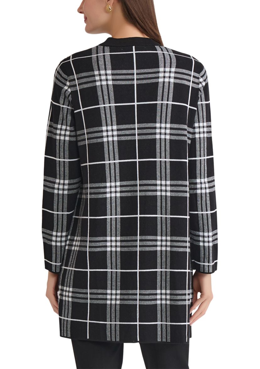 Womens Windowpane Coatigan