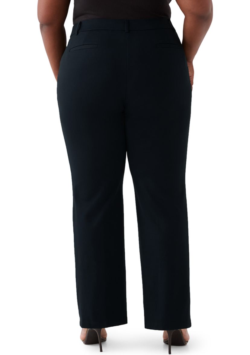 Plus Size Pull On Faux Fly Trouser Pants