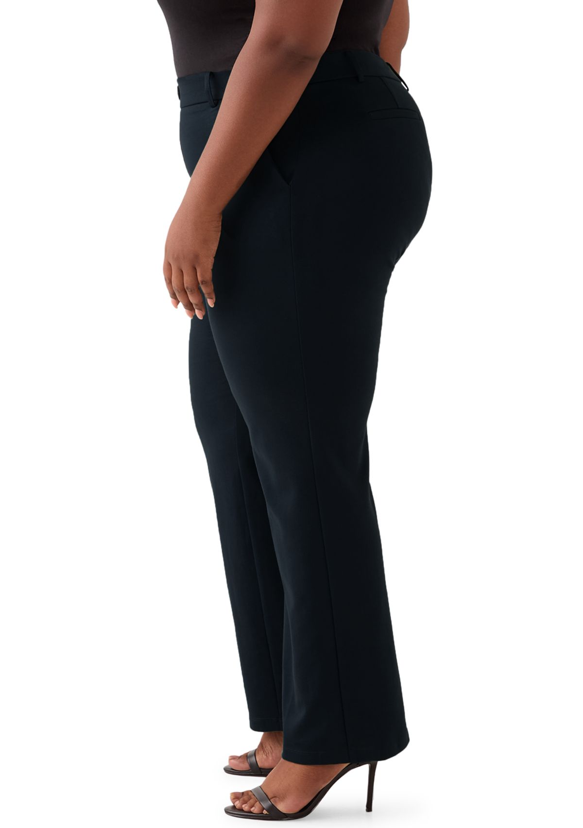 Plus Size Pull On Faux Fly Trouser Pants
