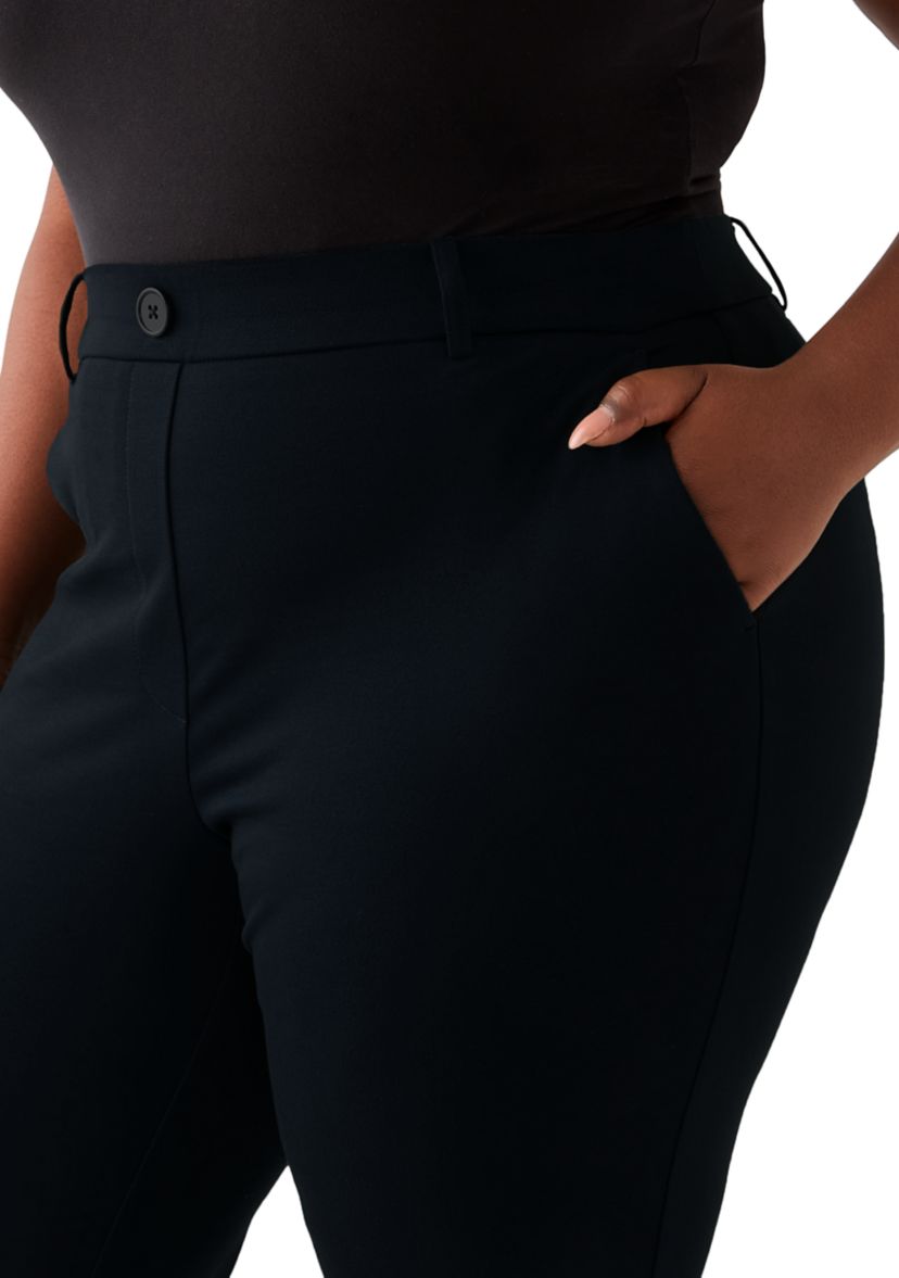 Plus Size Pull On Faux Fly Trouser Pants