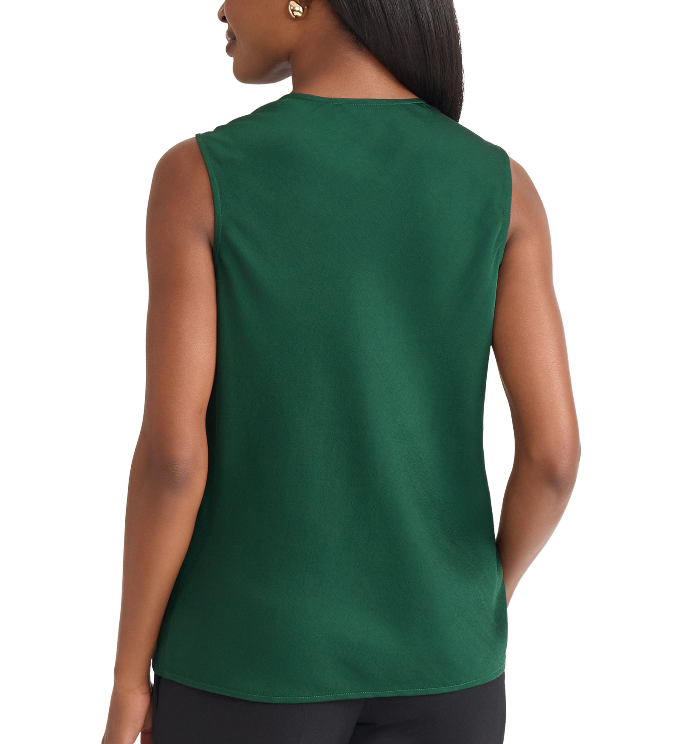 Petite Satin Sleeveless Drape Cowl Neck Blouse 
