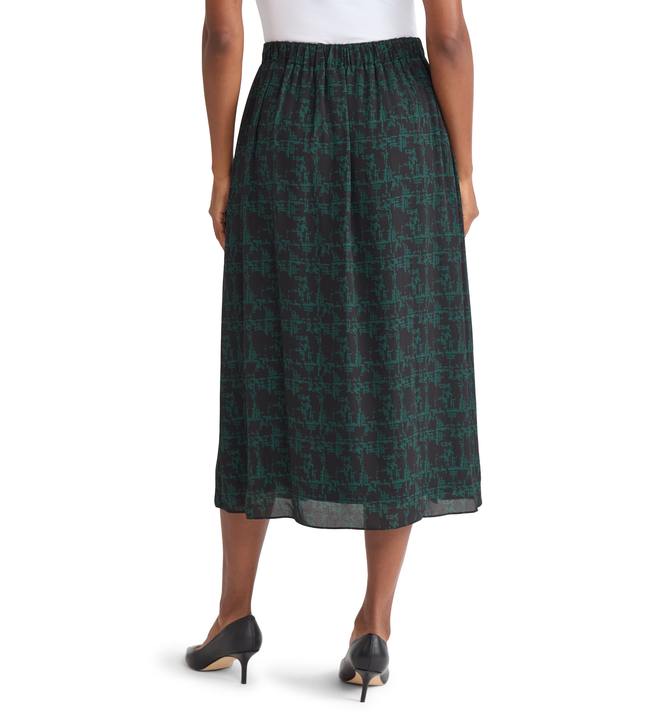 Womens Texture Print Pull On Pleated Skirt 