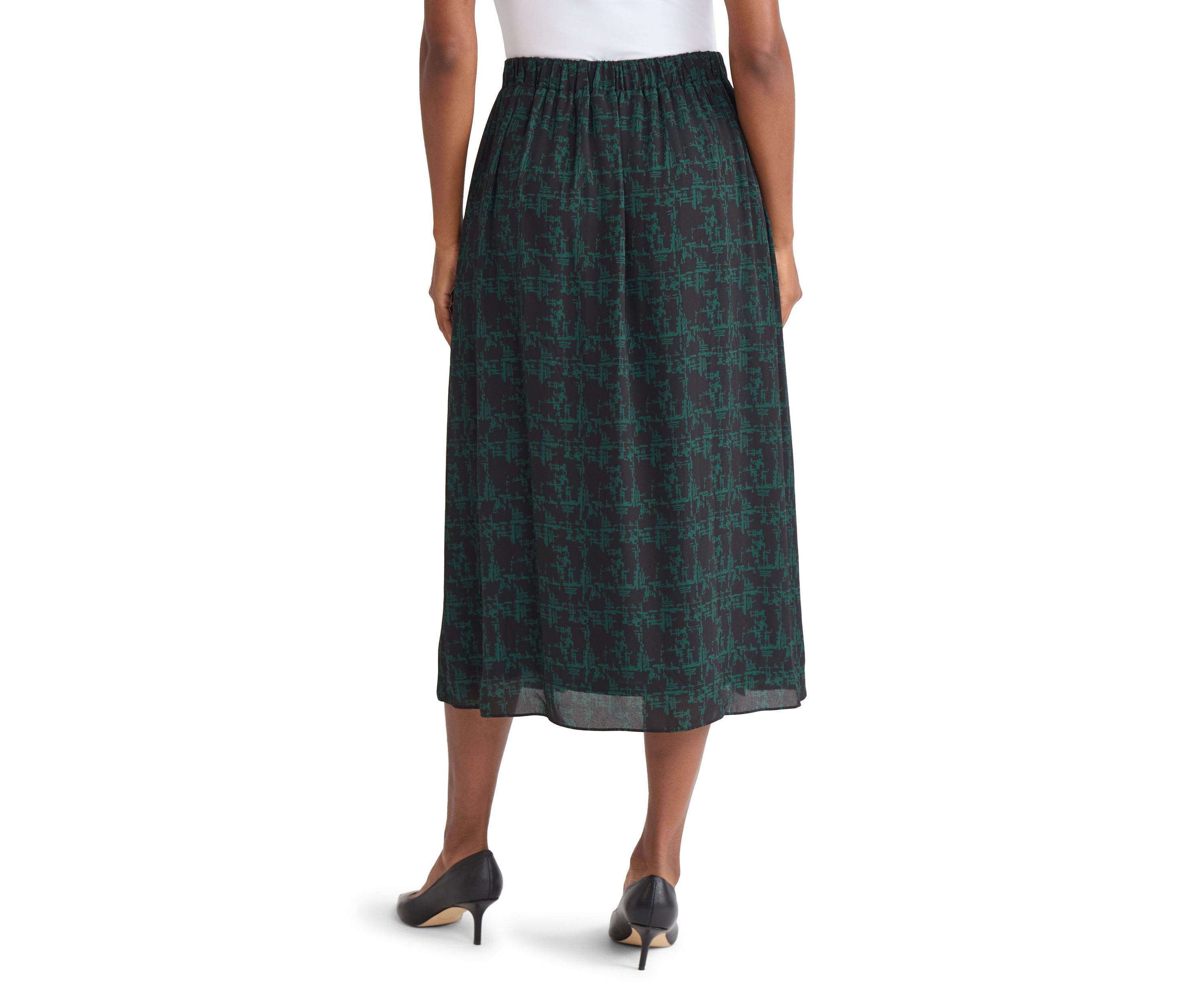 Womens Texture Print Pull On Pleated Skirt 