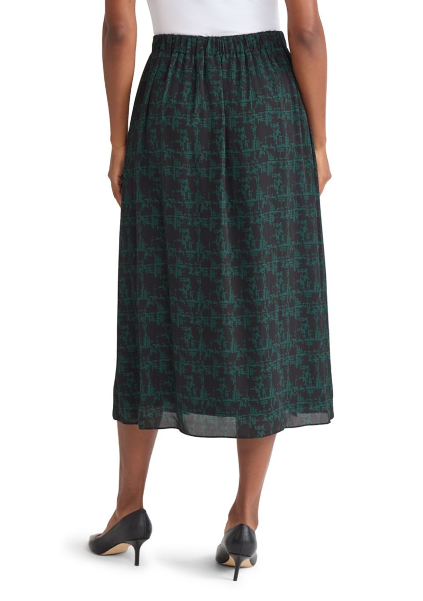Womens Texture Print Pull On Pleated Skirt 