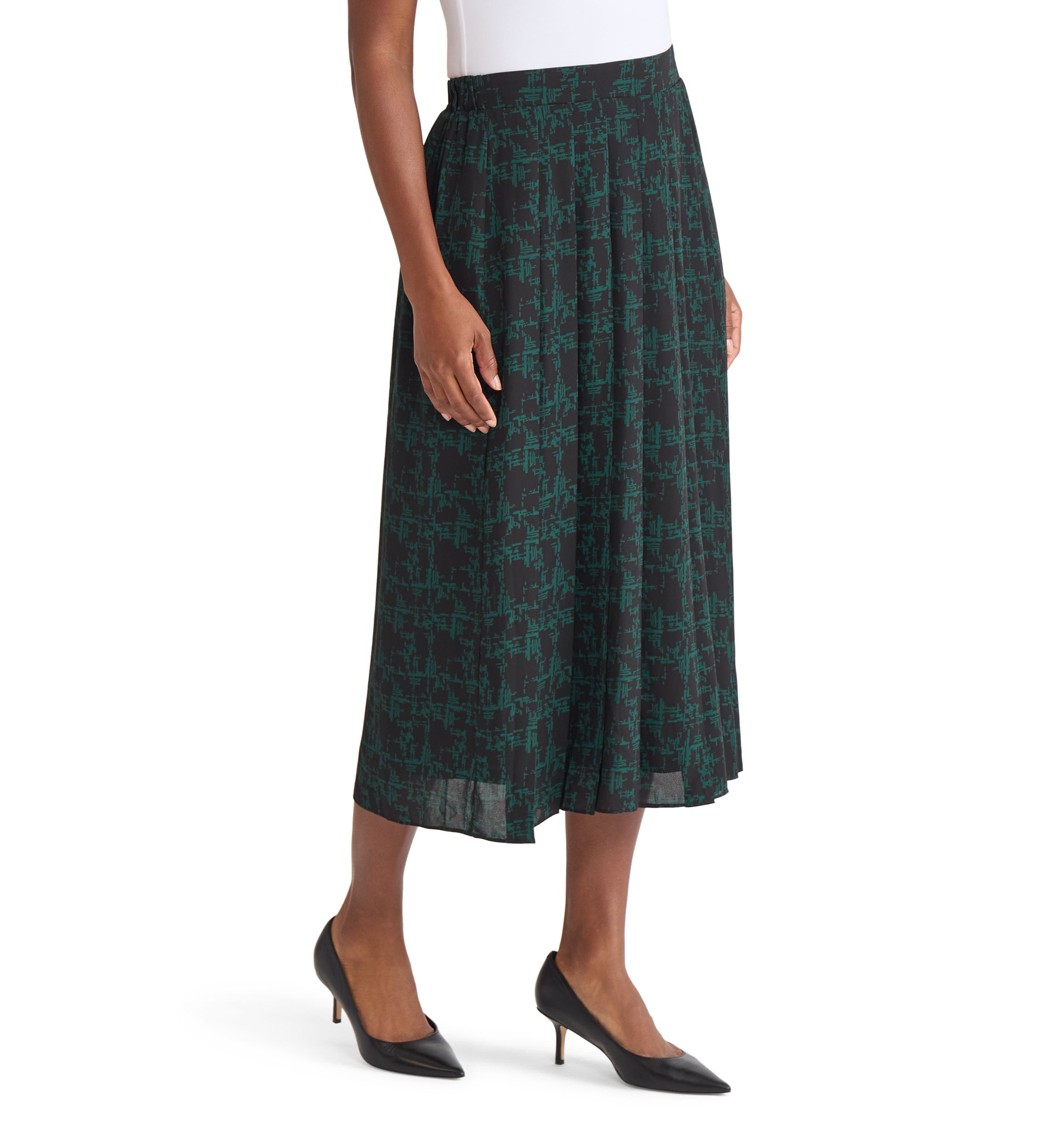 Womens Texture Print Pull On Pleated Skirt 
