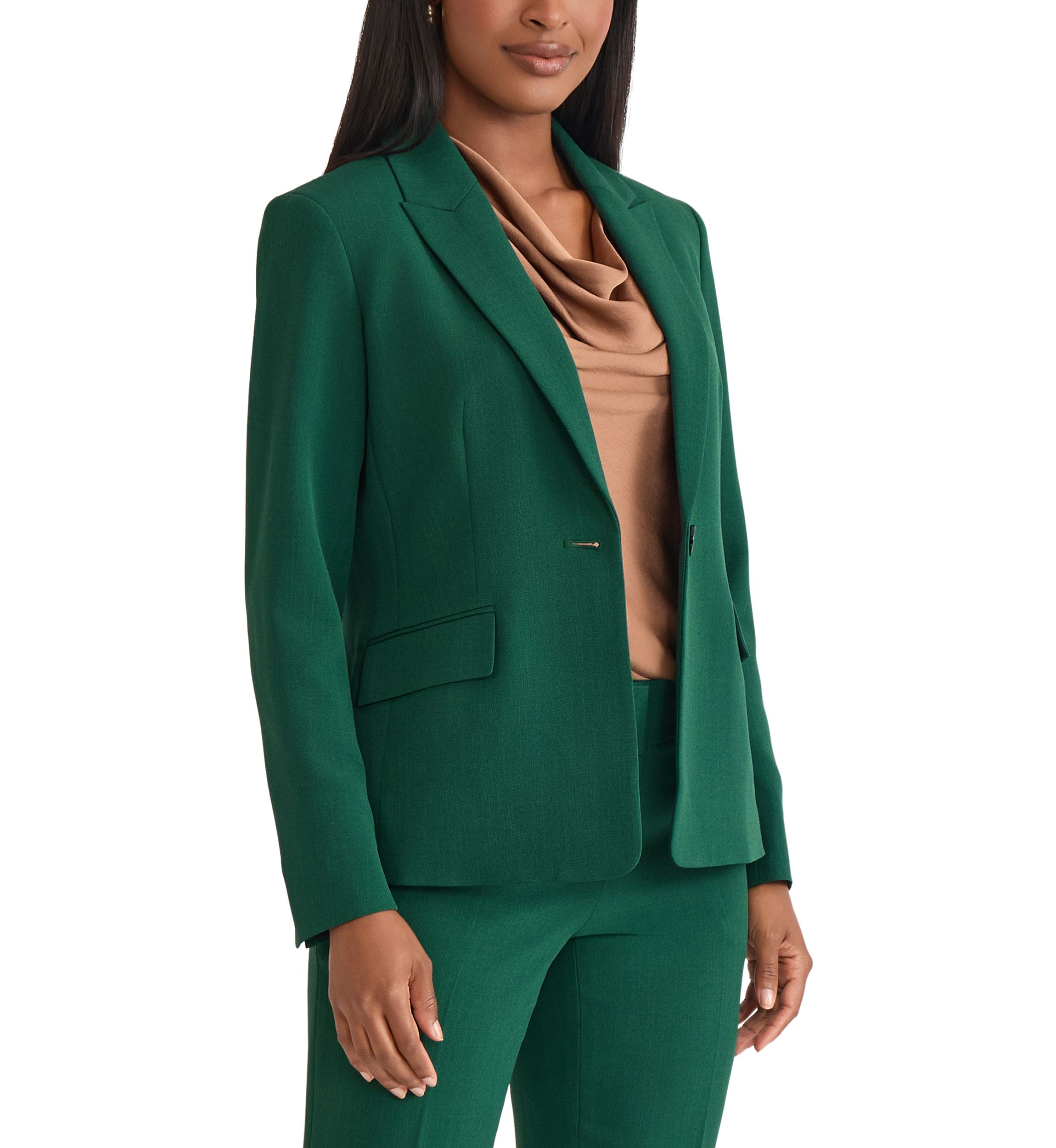 Womens Stretch Crepe One Button Peak Lapel Jacket 