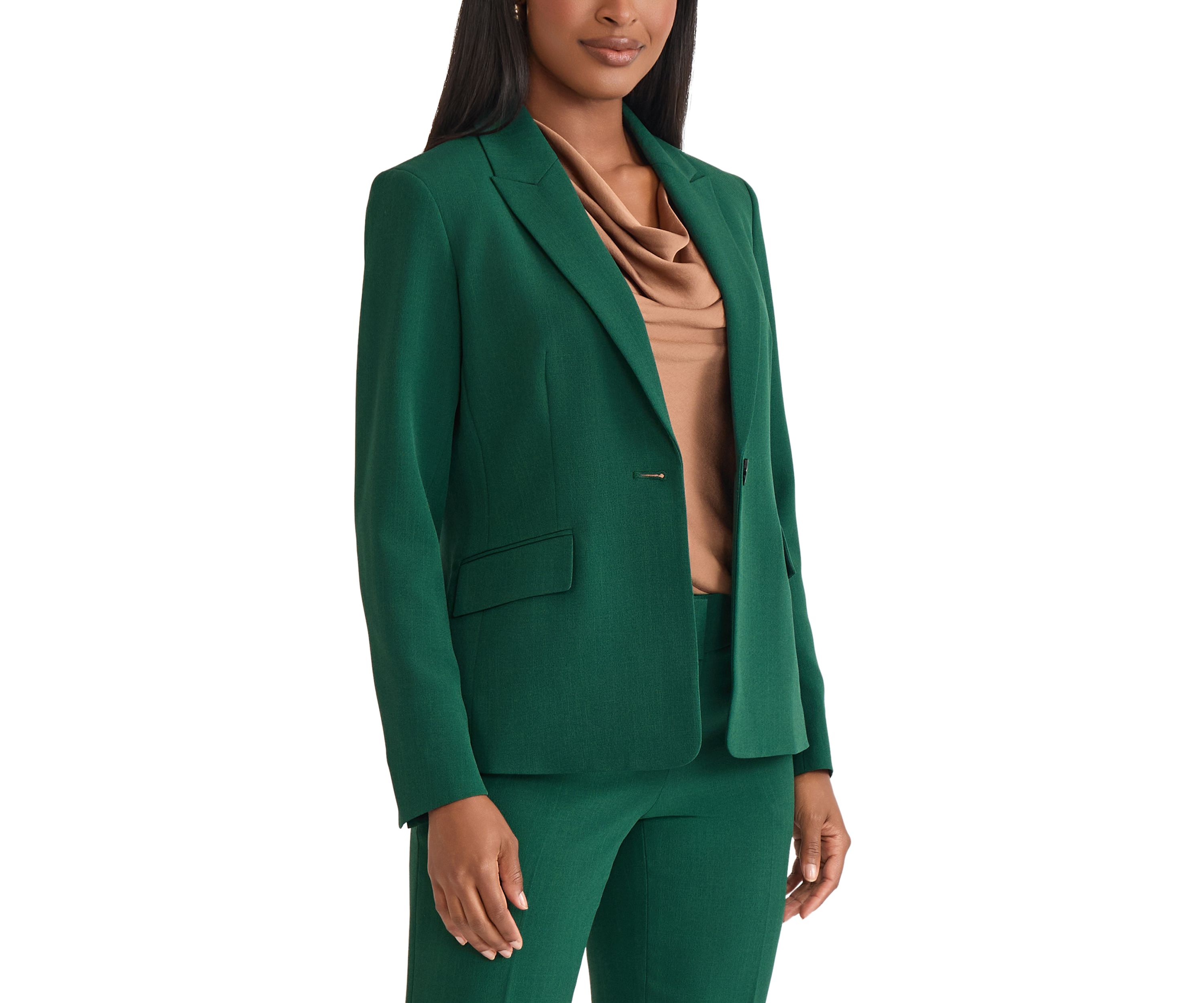 Womens Stretch Crepe One Button Peak Lapel Jacket 