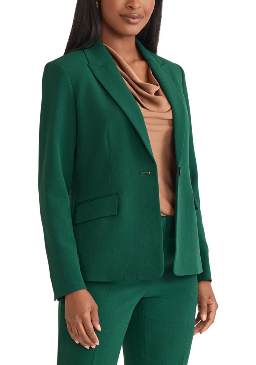 Womens Stretch Crepe One Button Peak Lapel Jacket 
