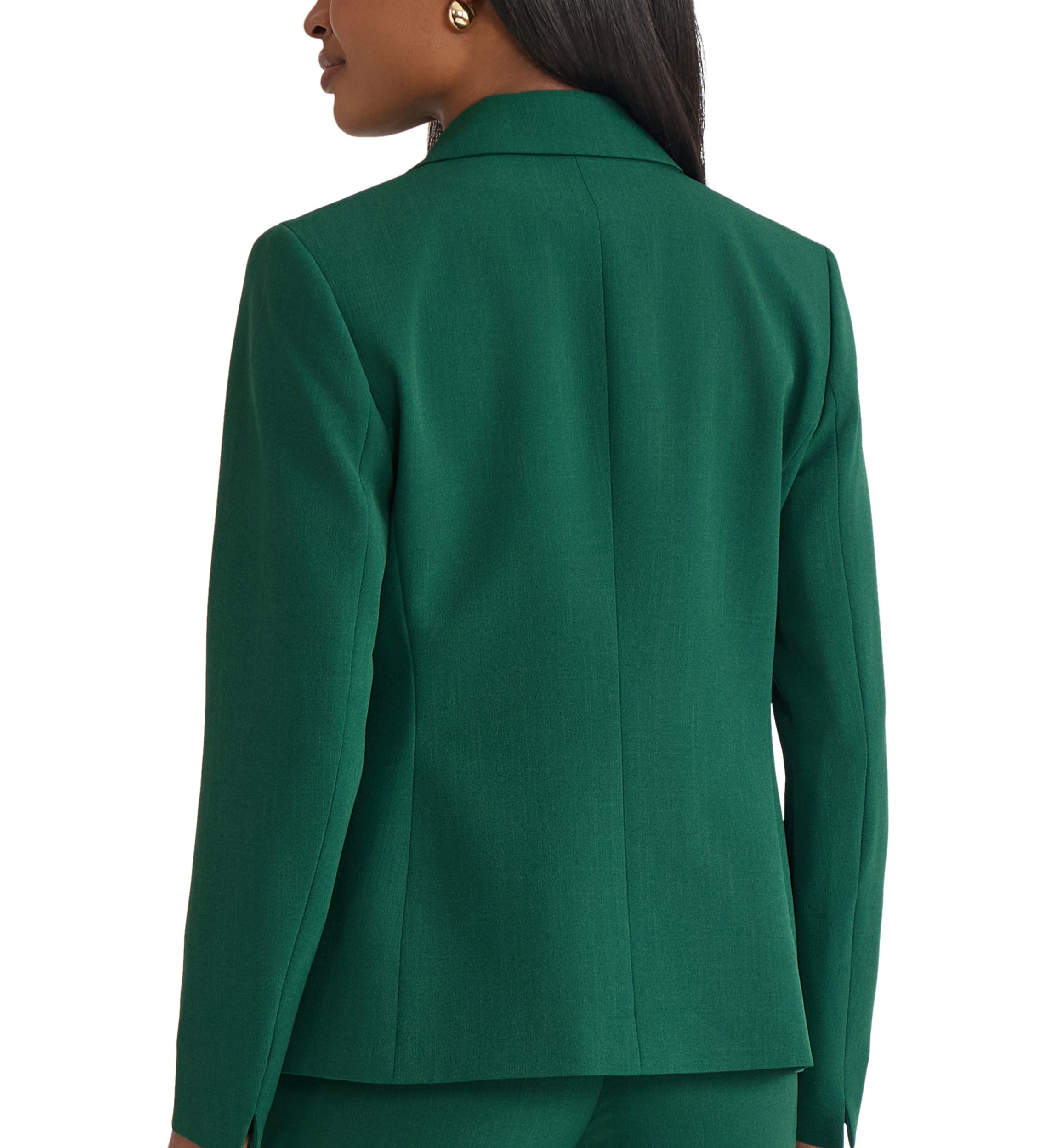 Petite Stretch Crepe One Button Peak Lapel Jacket 